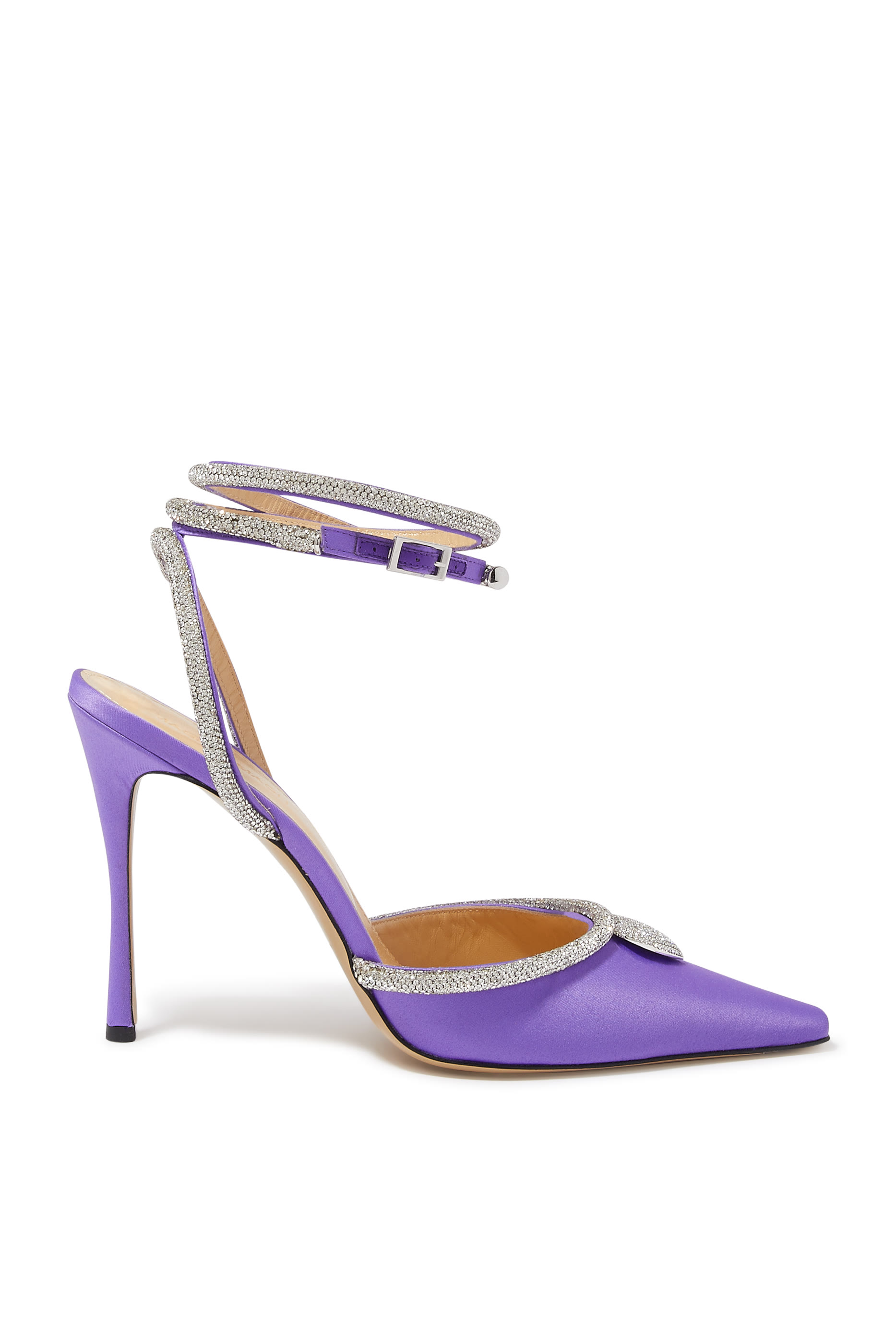 Crystal Heart 95 Satin Pumps