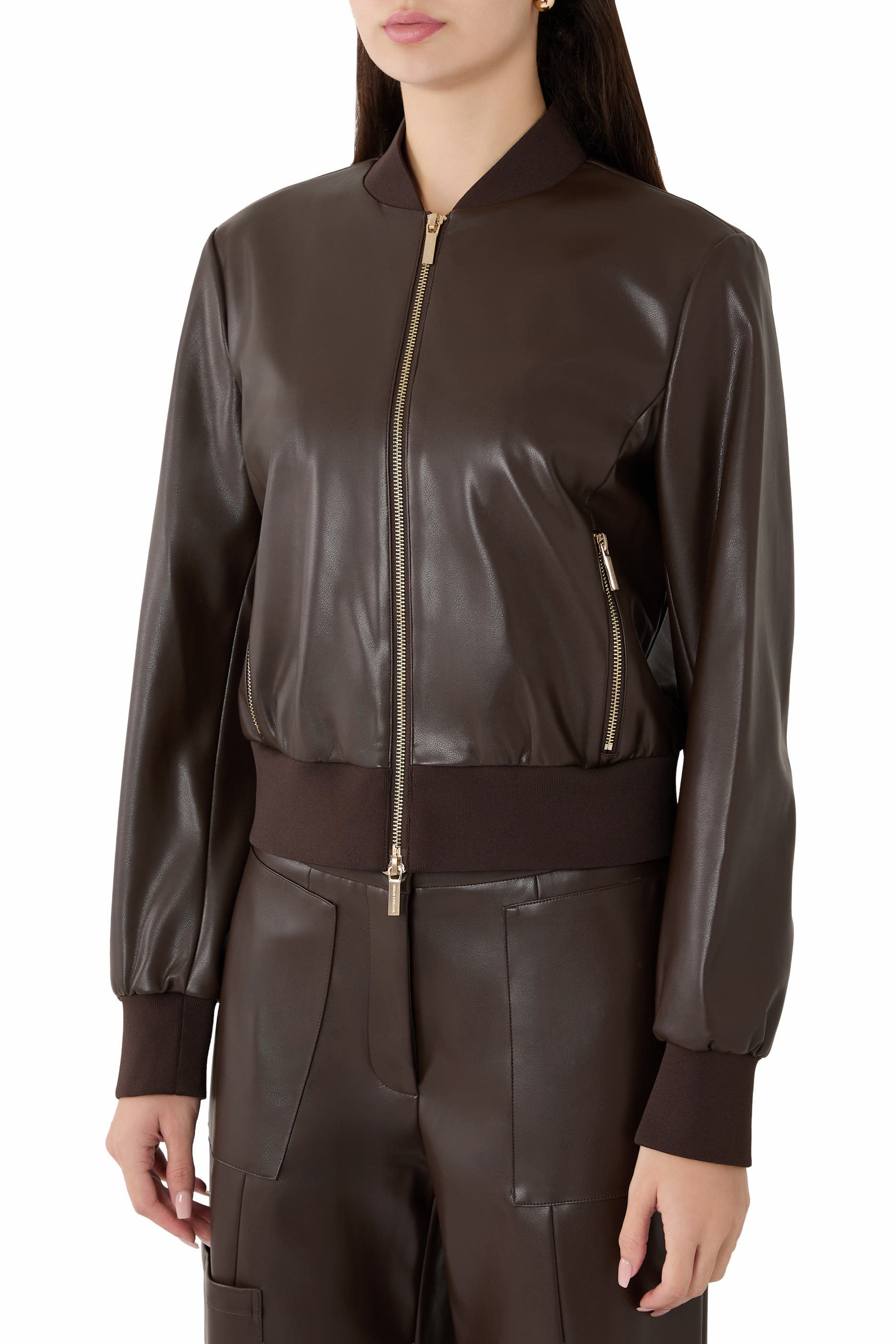 Zip-Up Ribbed Trim Blouson Jacket