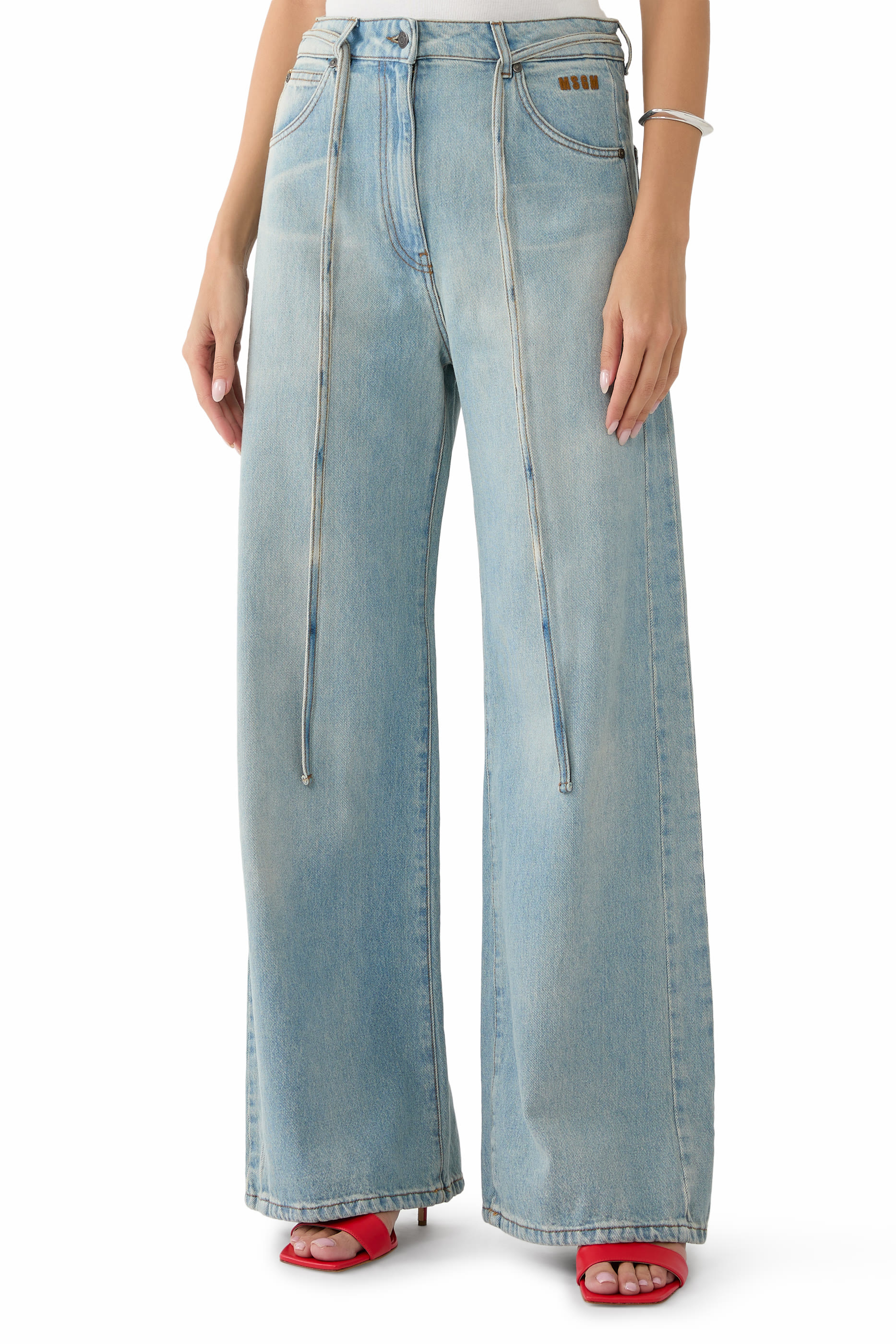 Wide-Leg Denim Trousers