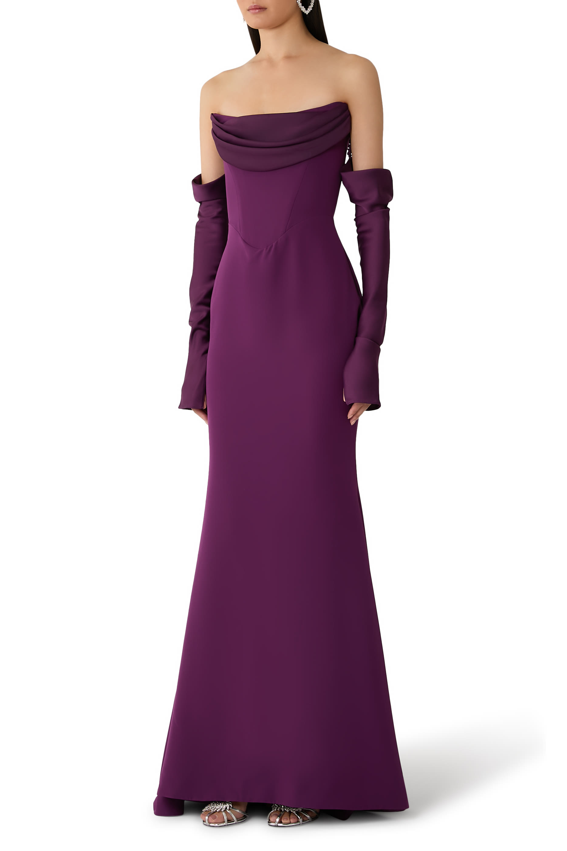 Raven Crepe Long Dress