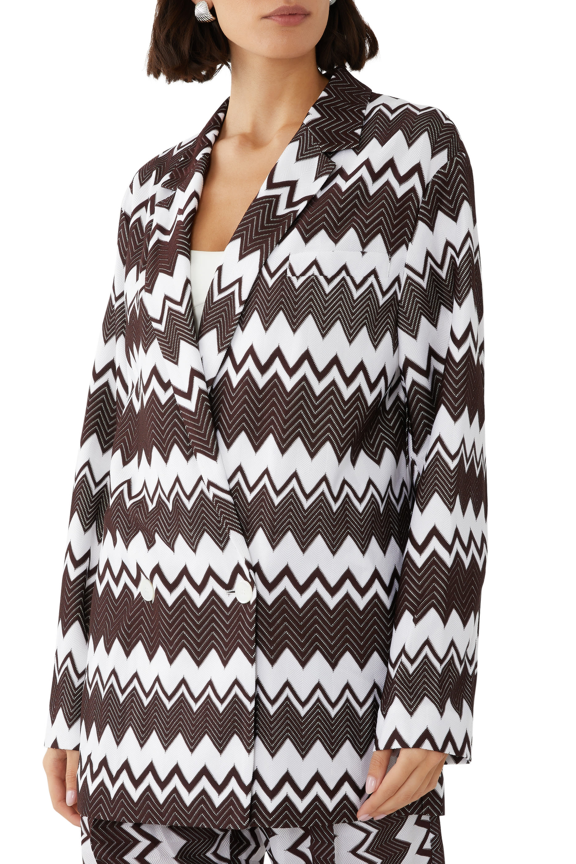 Zigzag Raschel Double Breasted Blazer