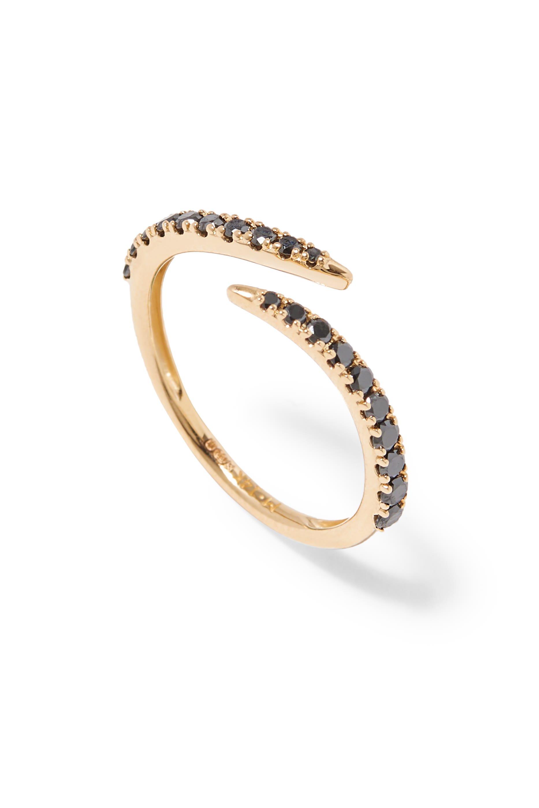 Fine Open Claw Ring, 14K Yellow Gold & Black Diamonds