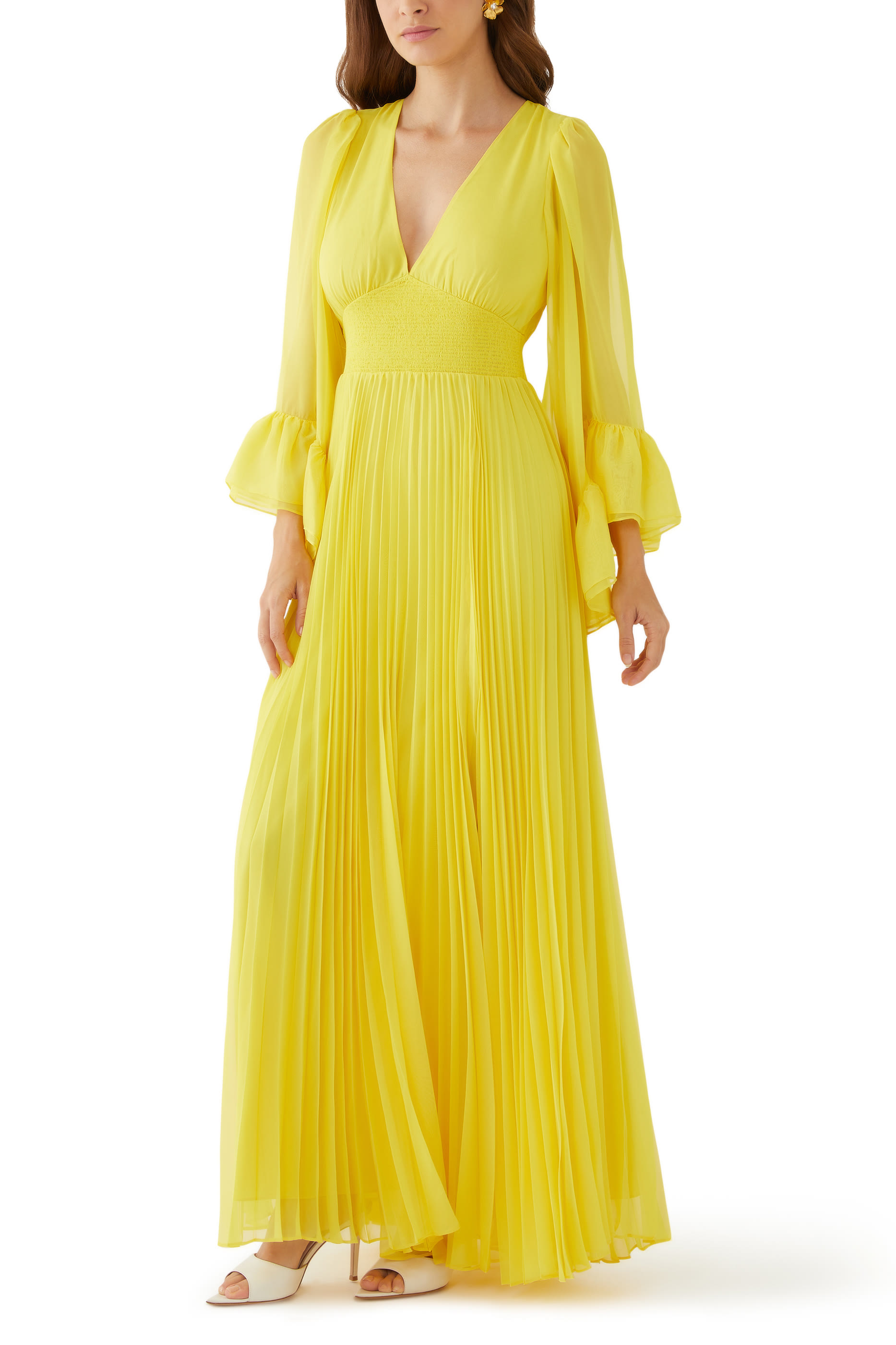 Selene Deep V Pleated Maxi Dress