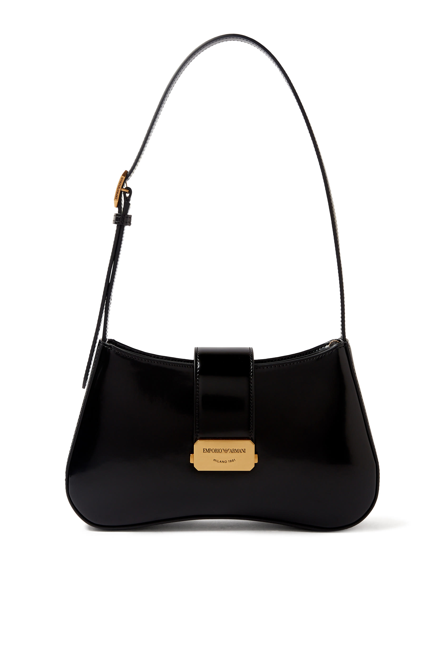 Hobo Shoulder Bag with Logo Buckle