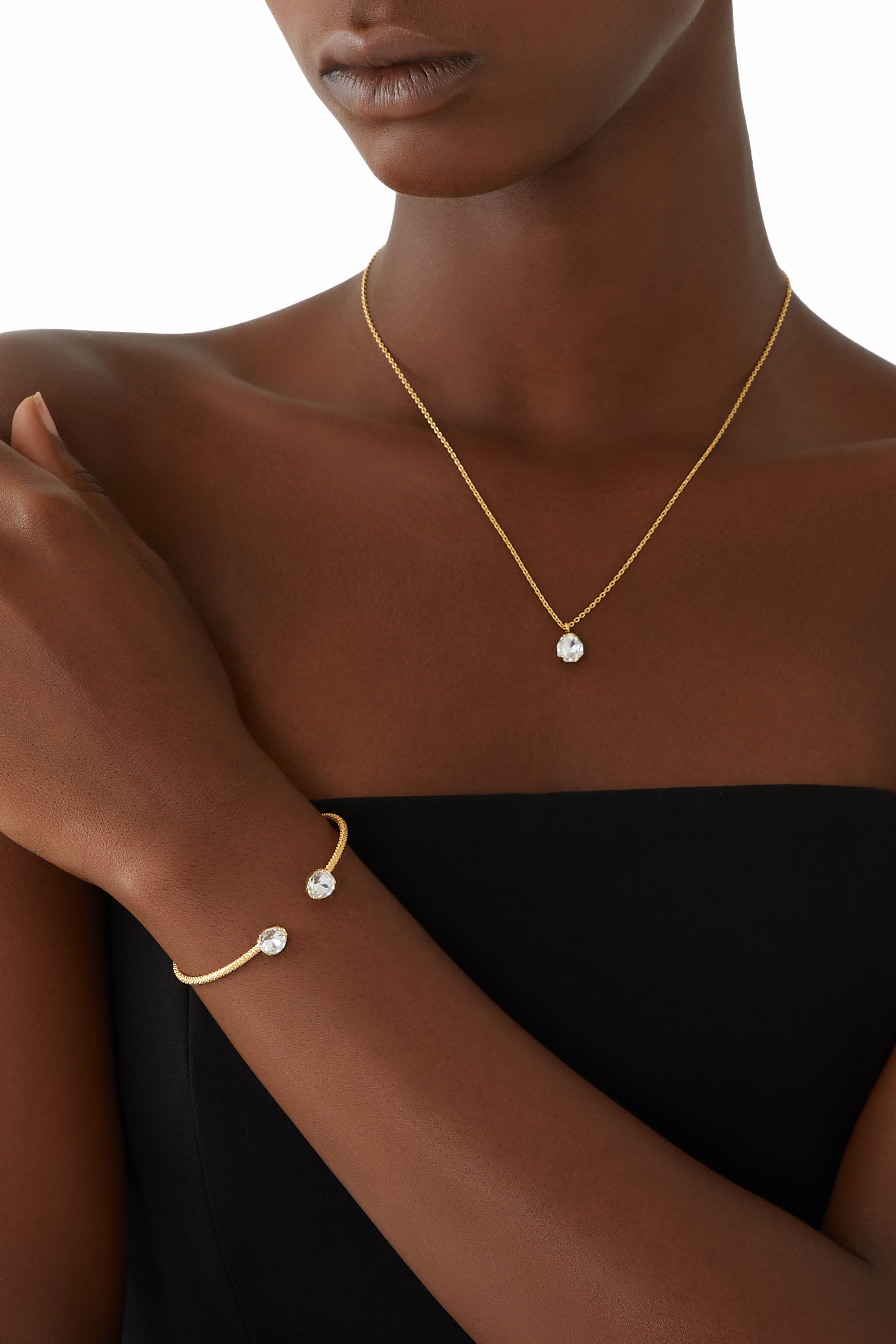 Mini Carlotta Necklace, 18K Gold Plating & Crystal