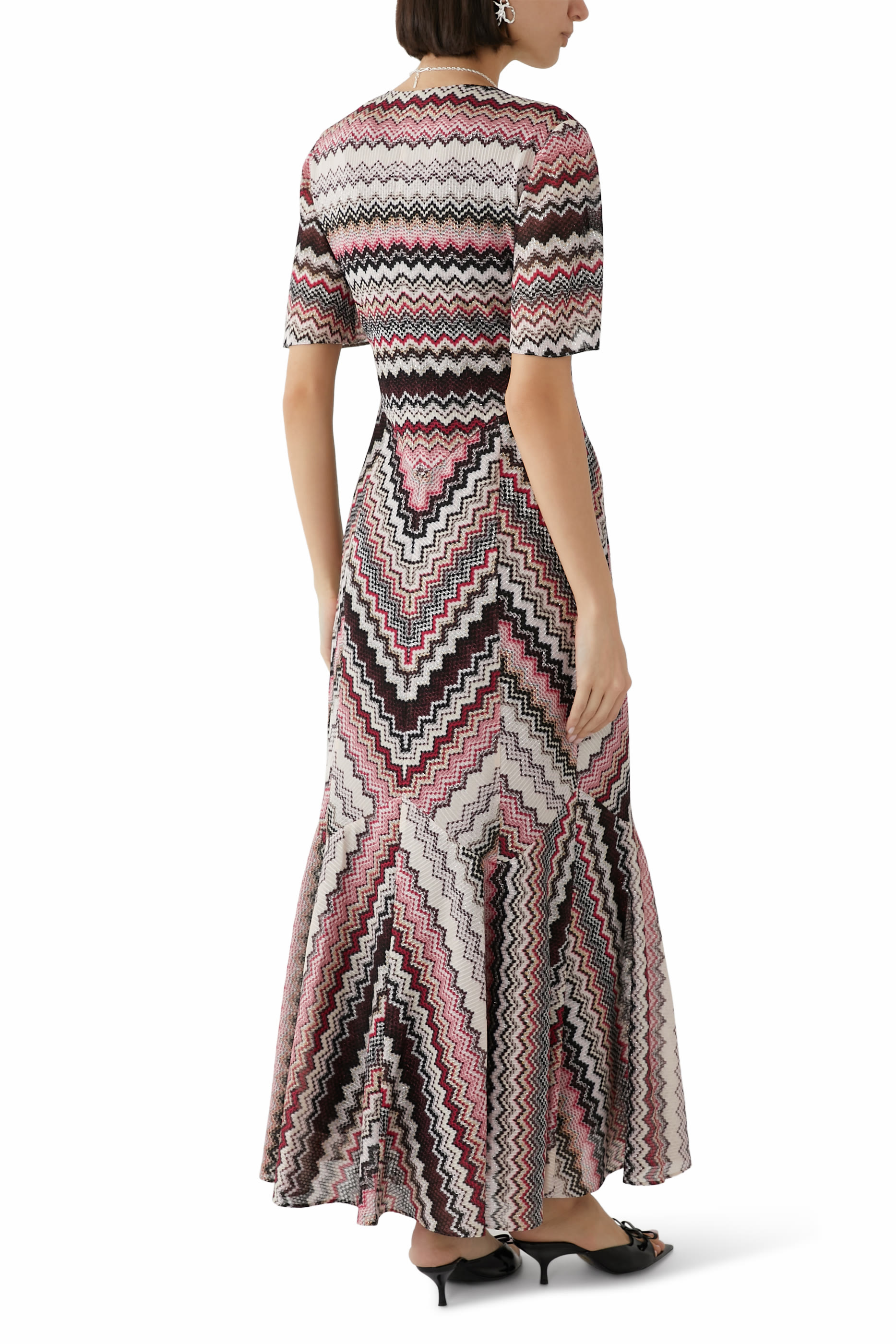 Zig Zag Raschel Lurex Maxi Dress