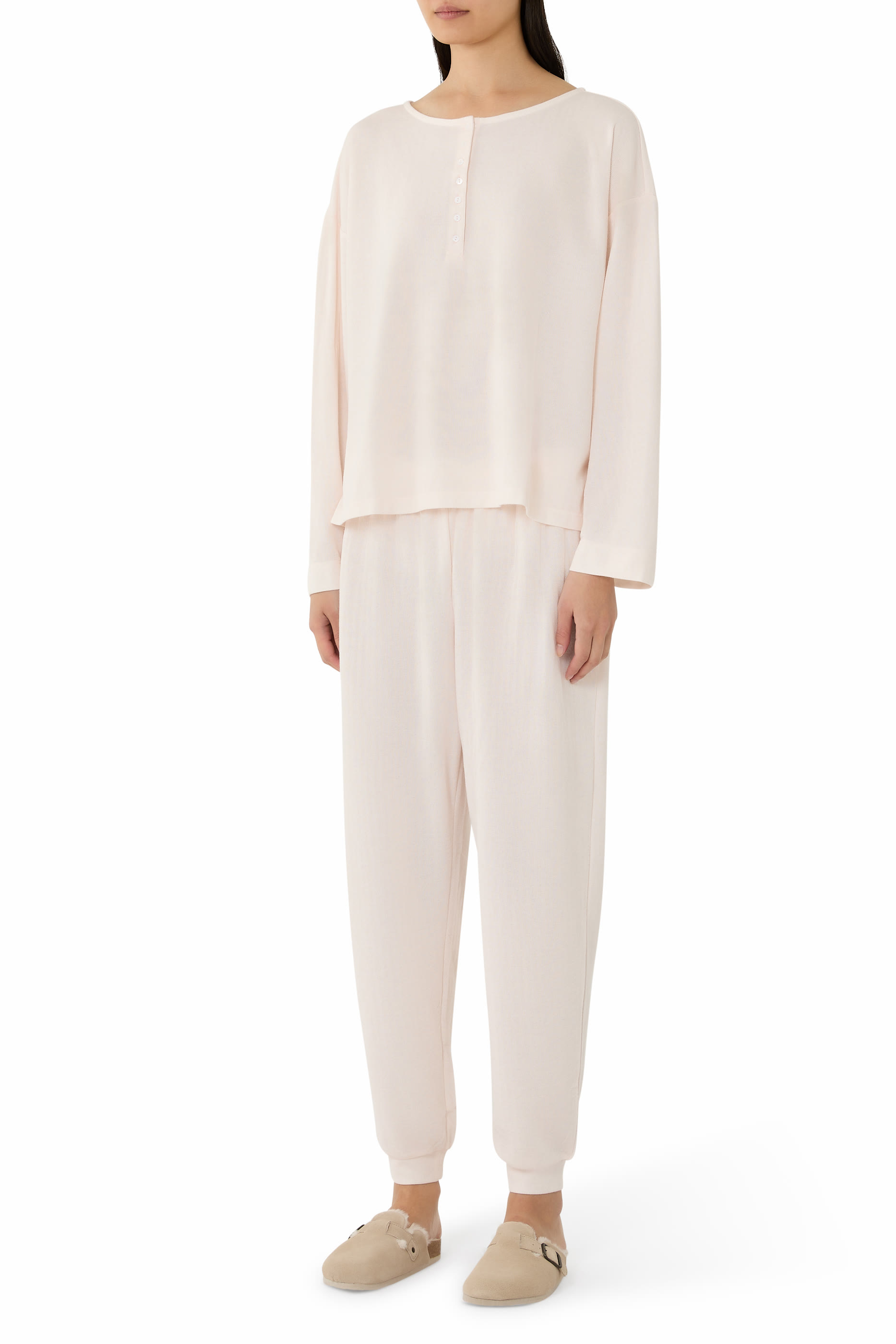 Double-Faced Henley Pajama Set