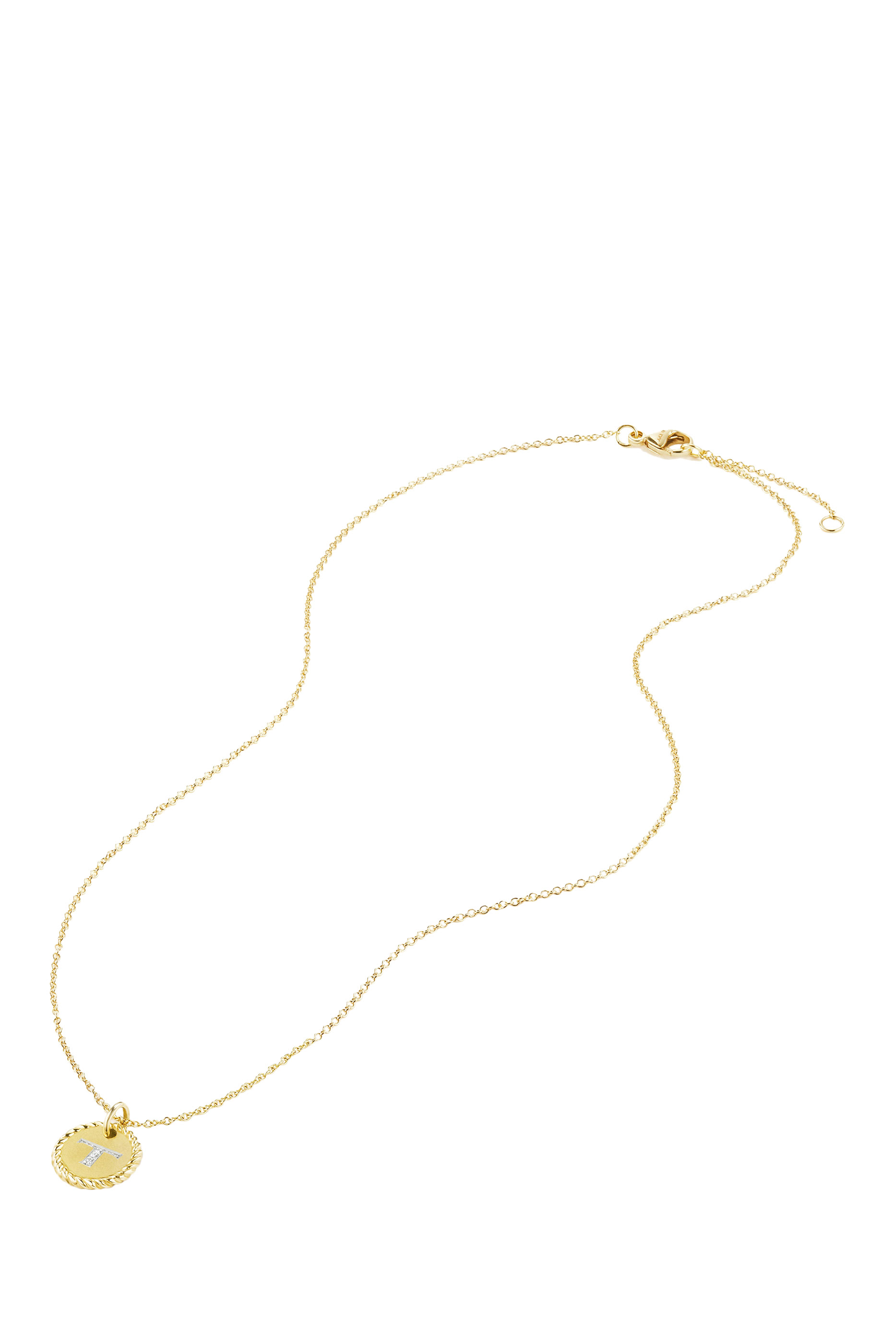 D Initial Charm Necklace, 18K Yellow Gold & Diamonds