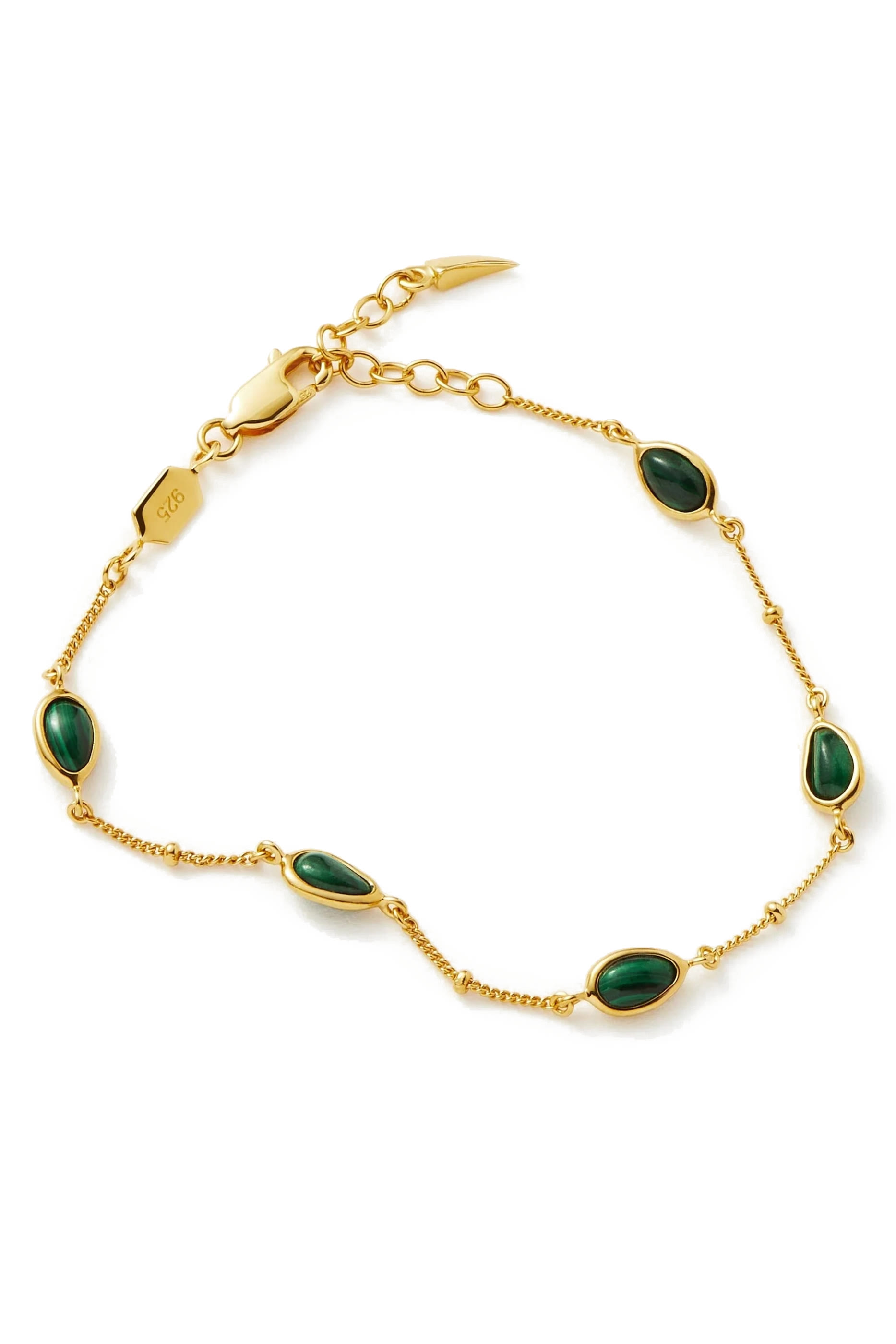 Magma Gemstone Charm Bracelet, 18k Gold-Plated Sterling Silver & Malachite