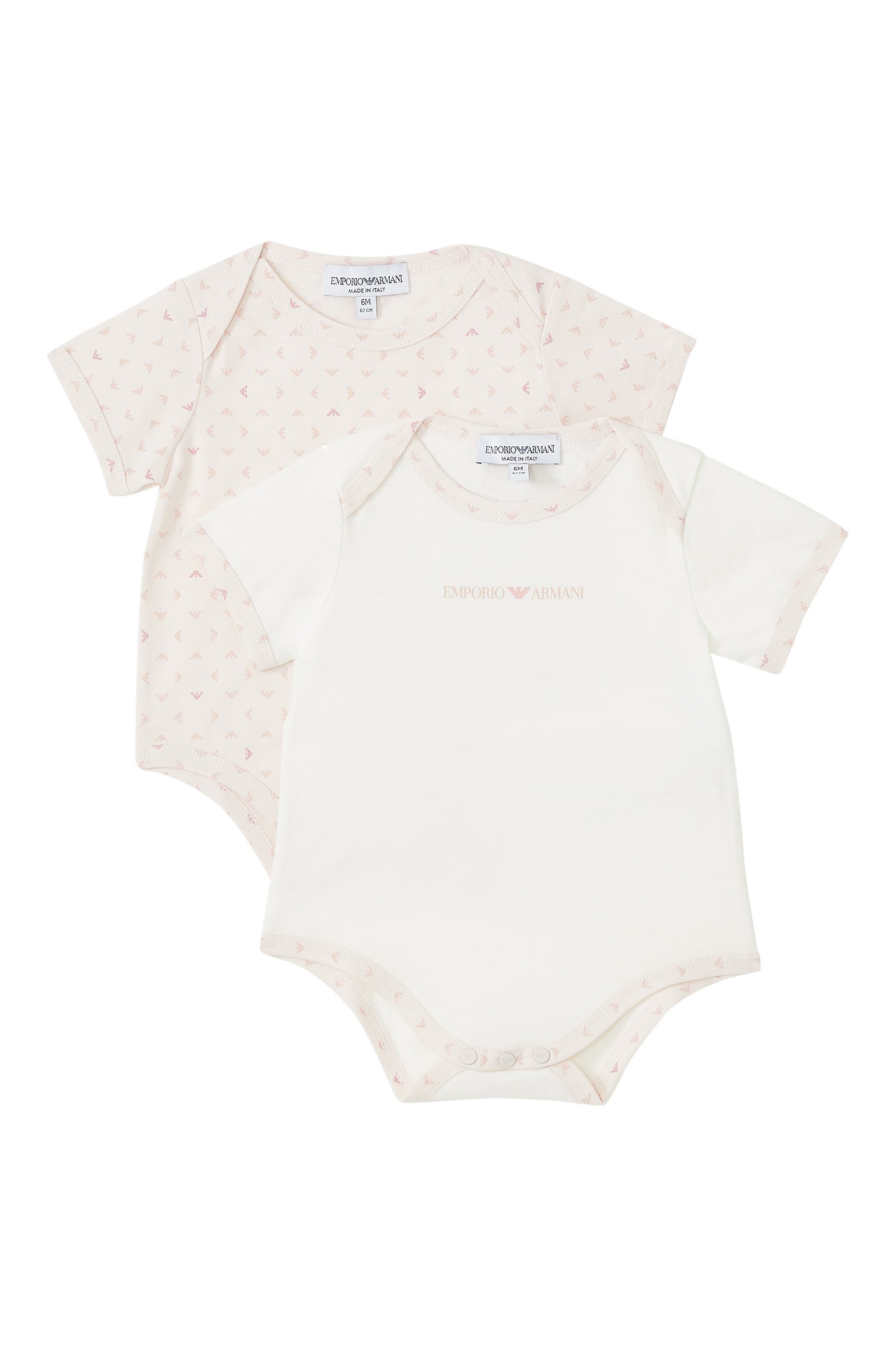 Logo Short-Sleeve Rompers, Set of 2