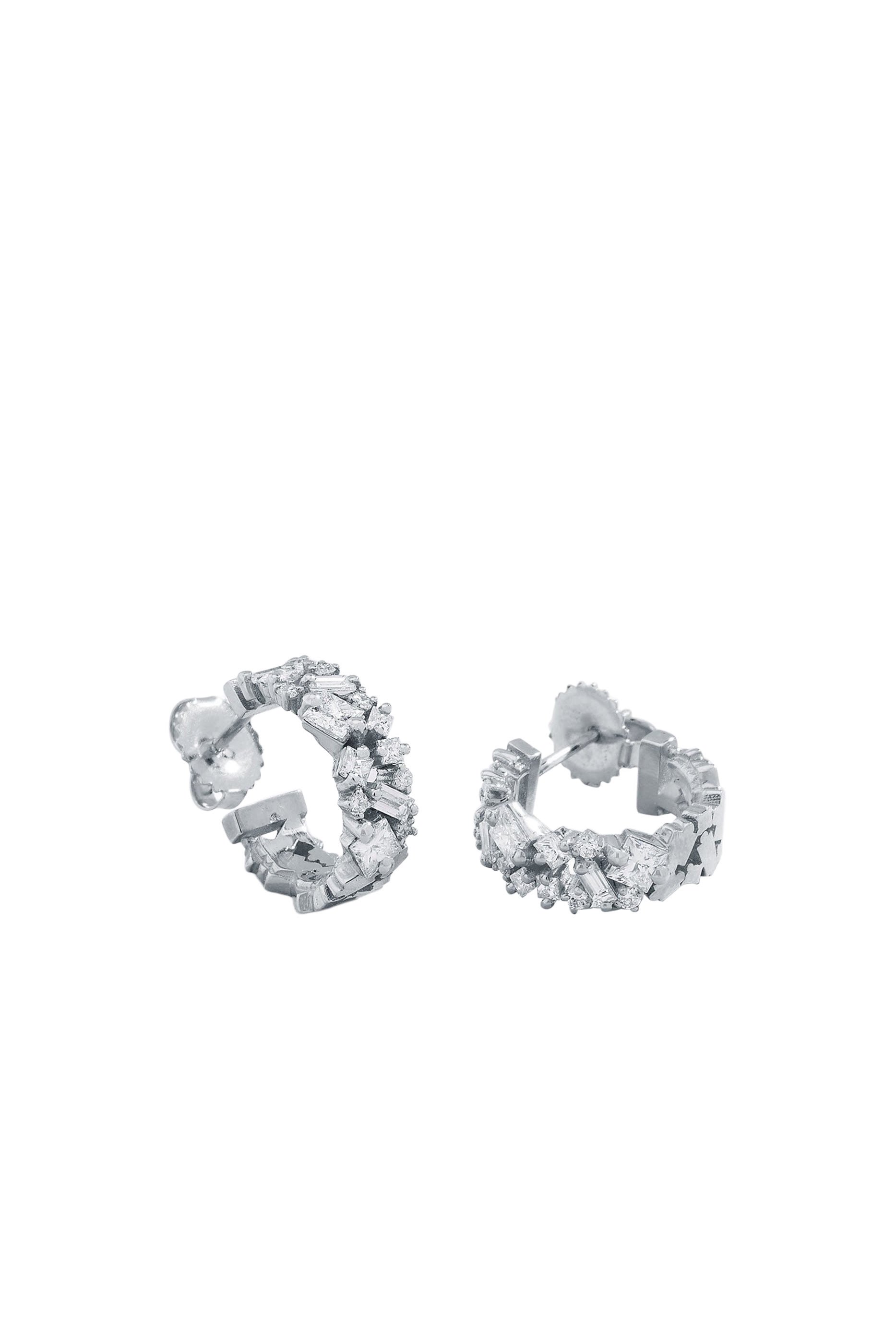 La Fantaisie Diamond Mini Hoops, 18K White Gold & Diamonds