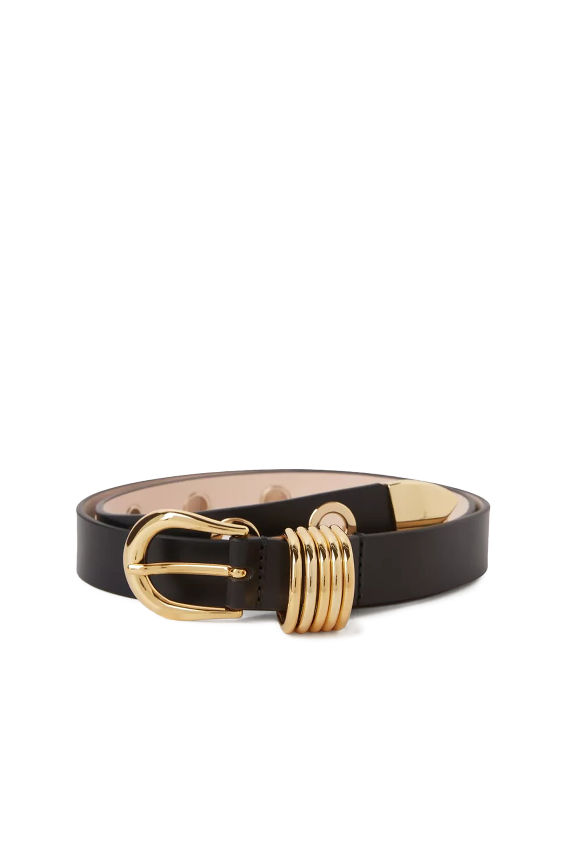  Hollyhock Rivet Leather Belt with Gold Eyelets 