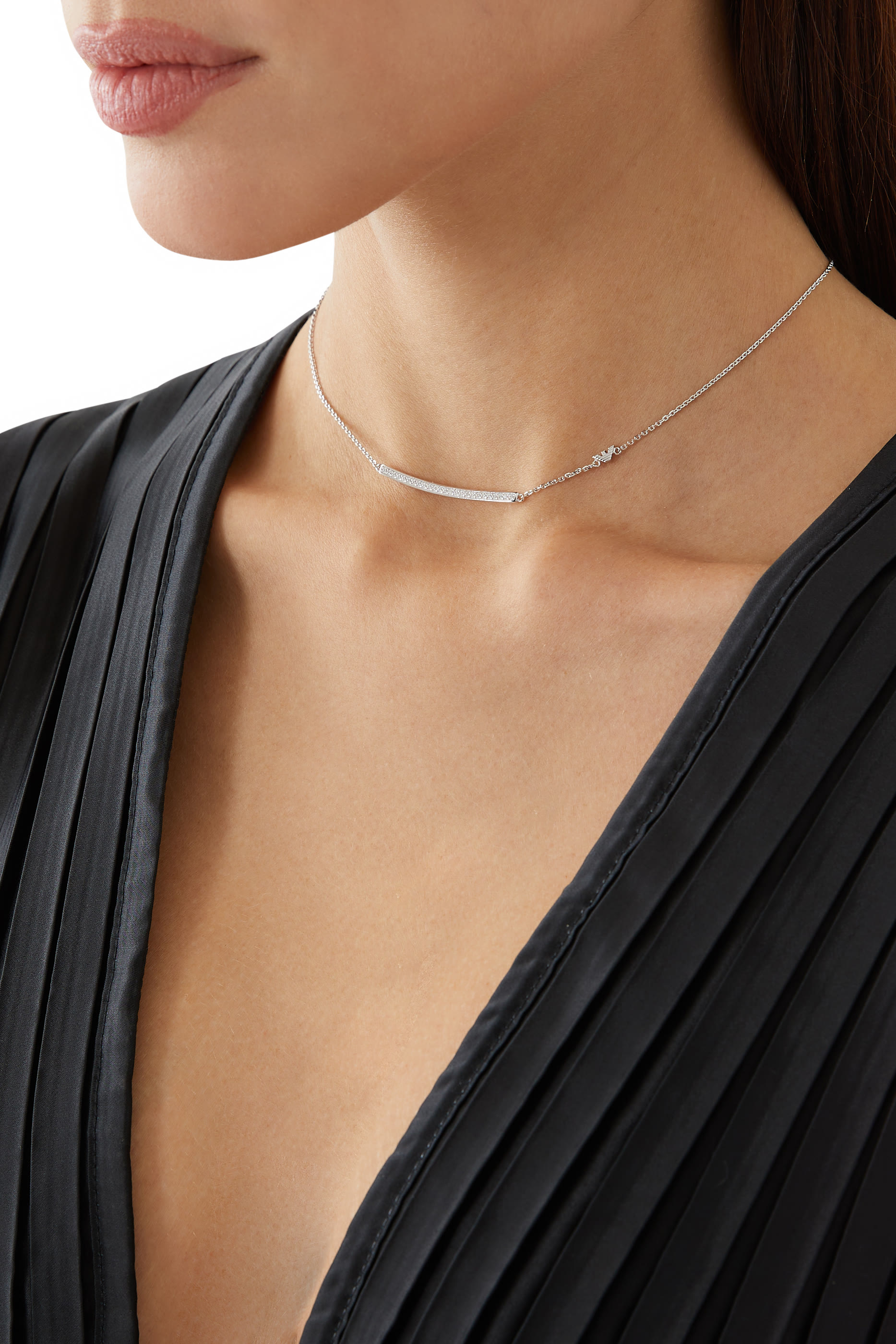 ID Necklace, Sterling Silver  & Cubic Zirconia