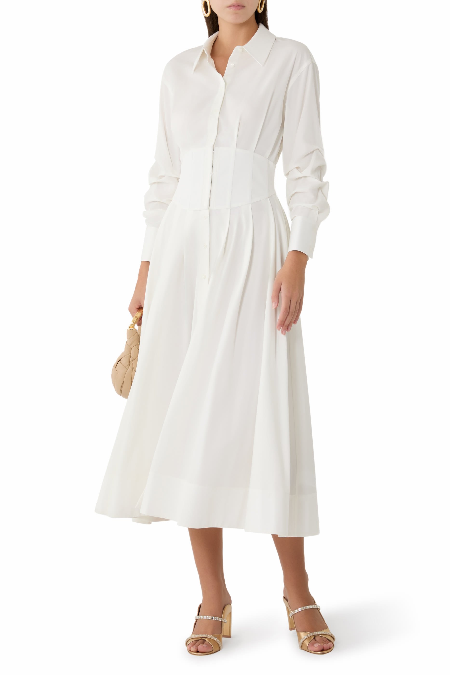 Edie Corset Button Down Midi Dress