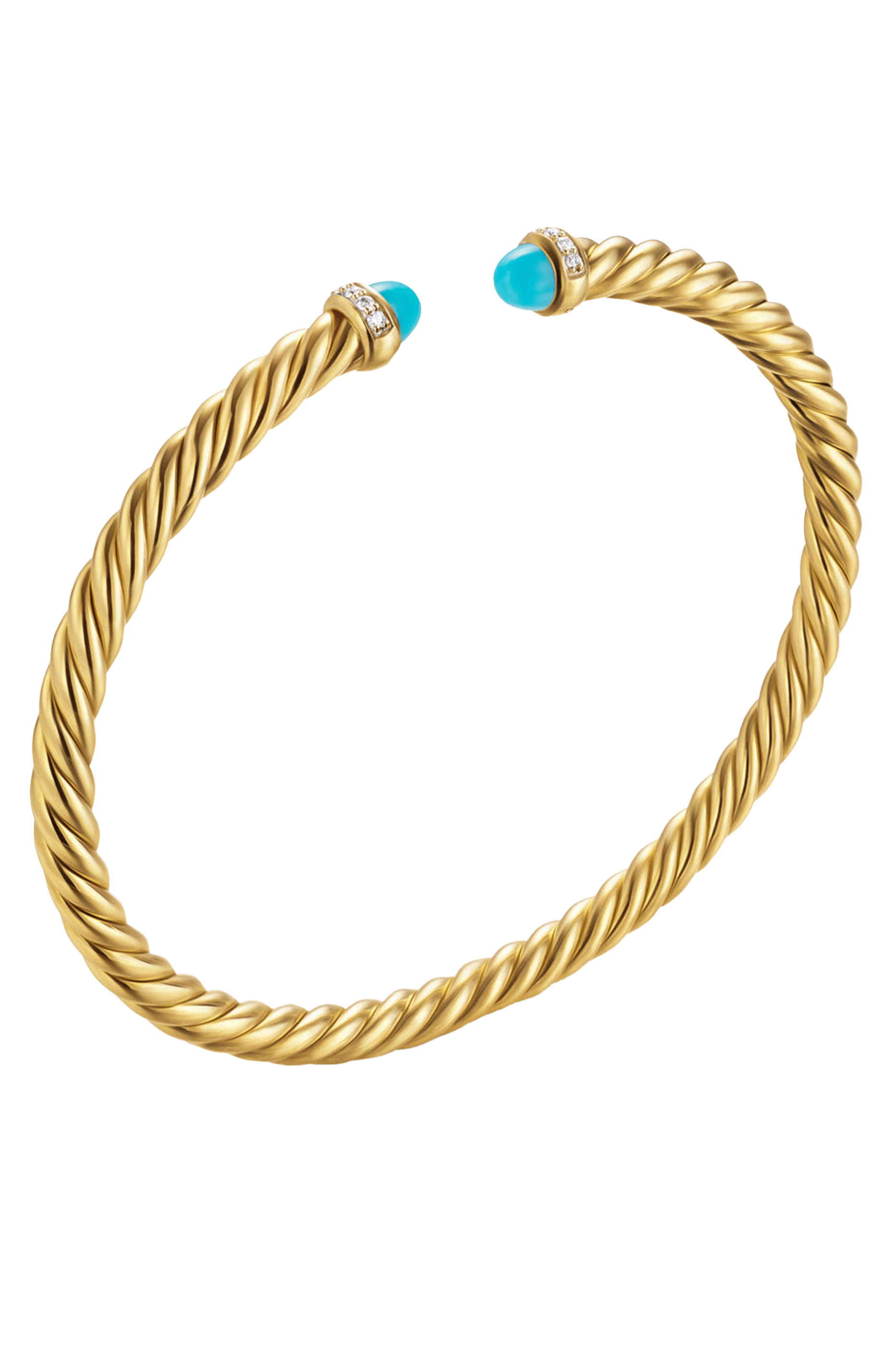 Cablespira® Flex Bracelet, 18K Yellow Gold with Turquoise & Diamonds