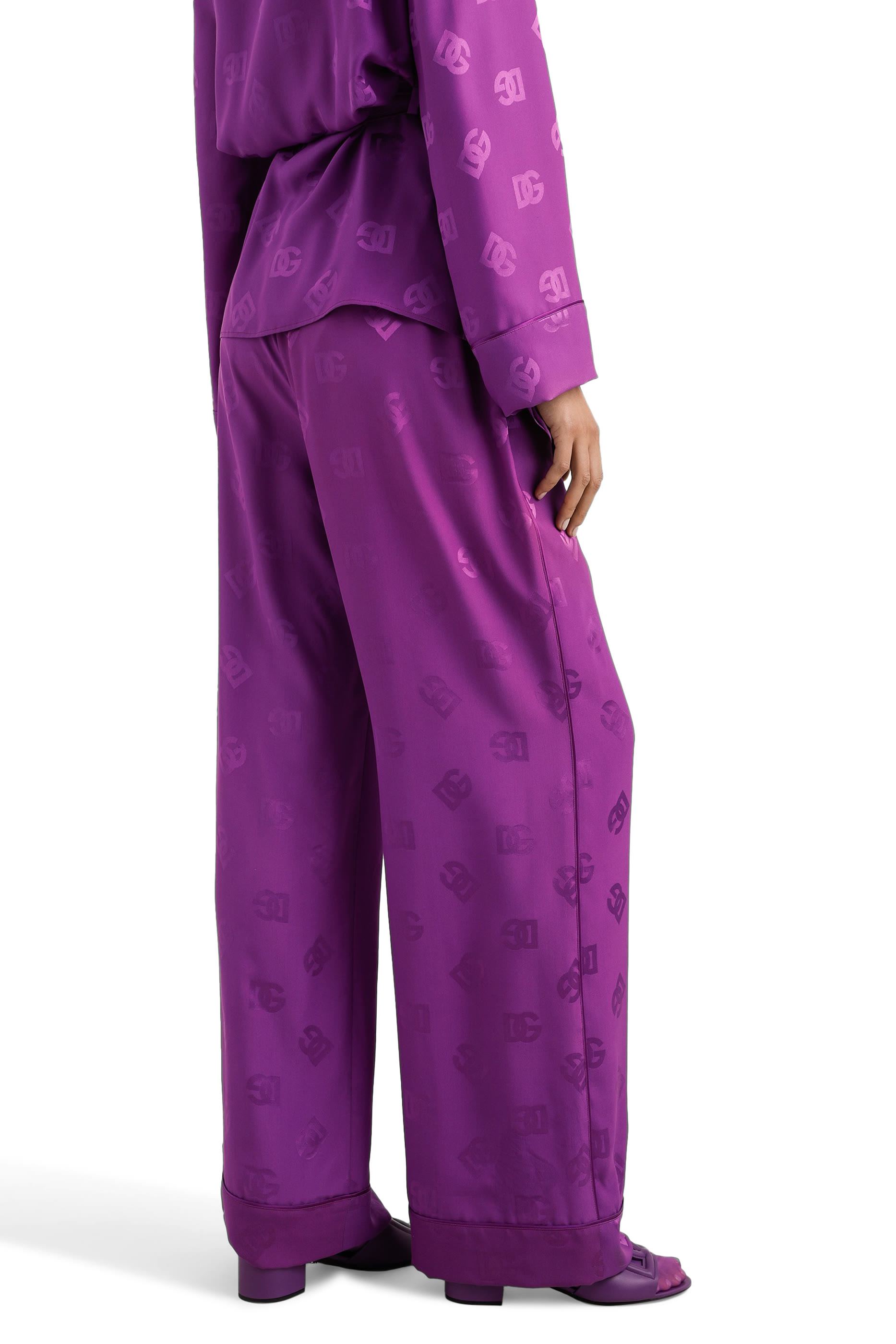 All-Over DG Logo Silk Satin Jacquard Pajama Pants