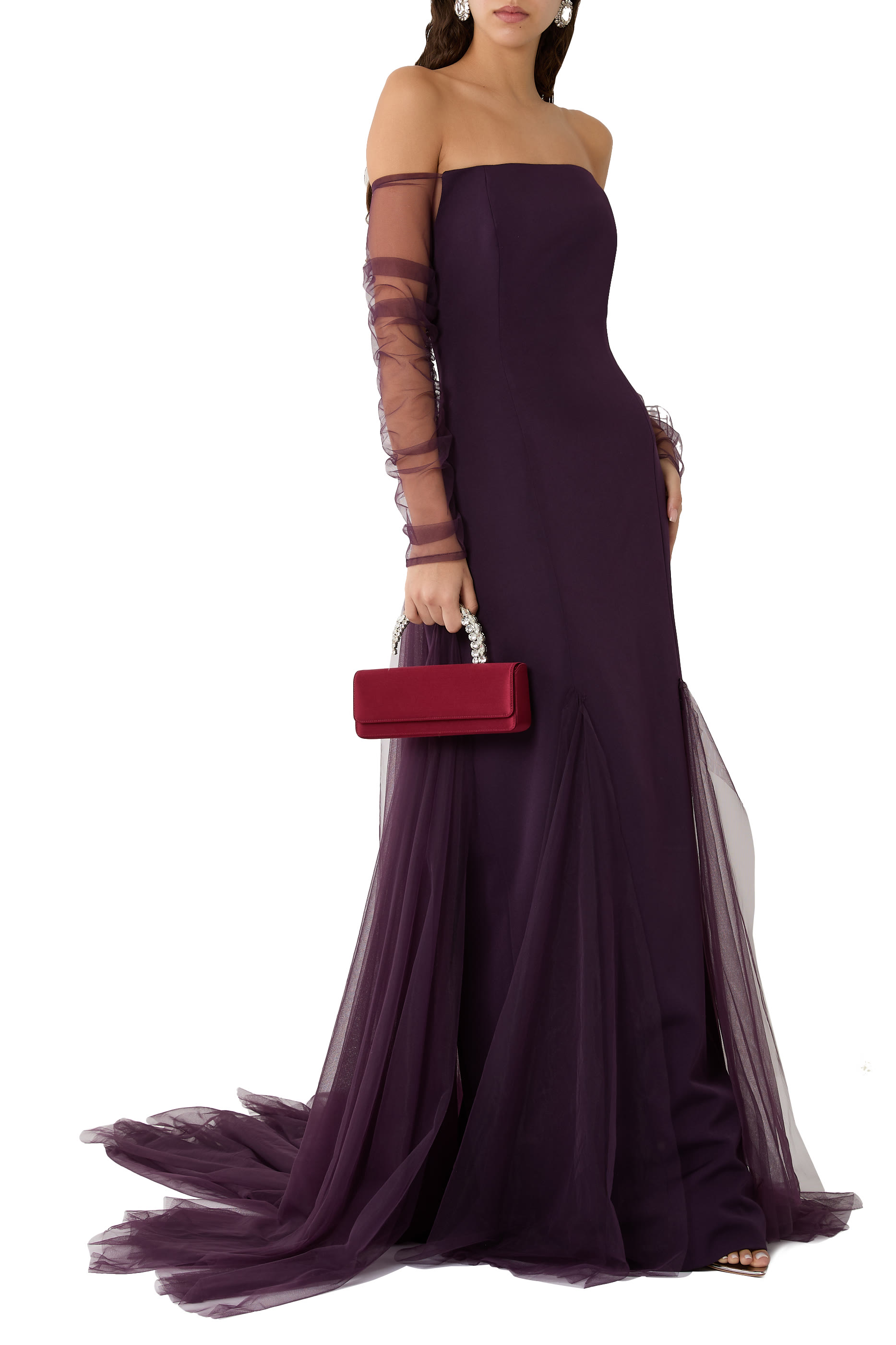 Off-Shoulder Crepe Gown