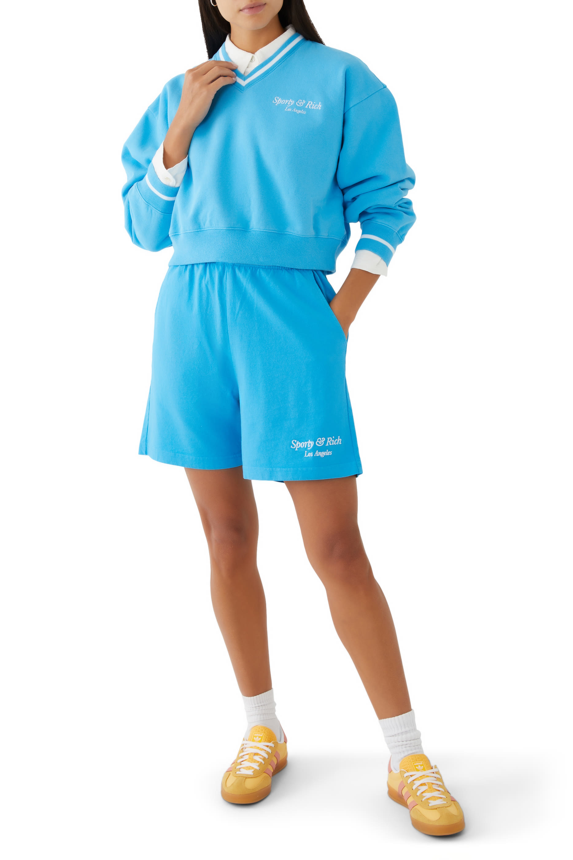 Italic Logo Embroidered Gym Shorts