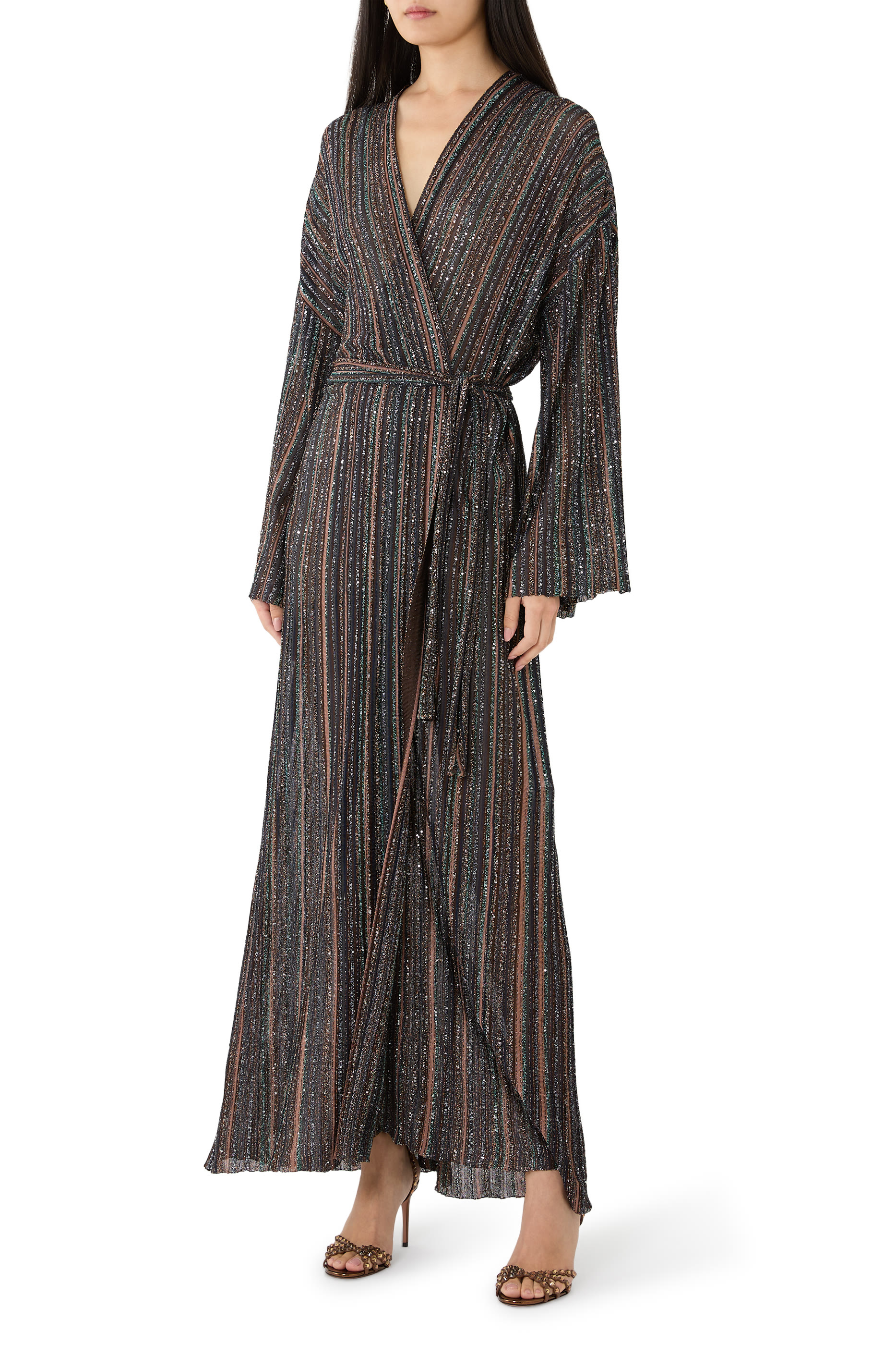  Ribbed Long Cardigan with Belt 