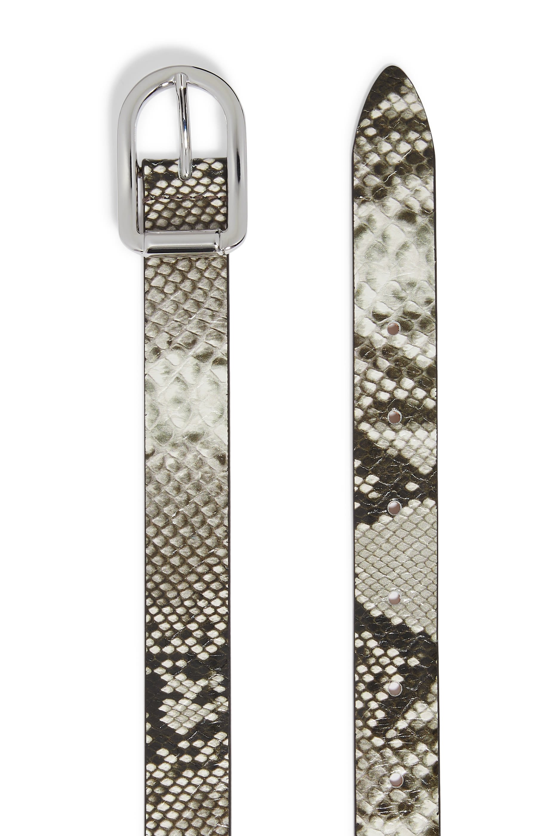Snake-Effect Leather Belt