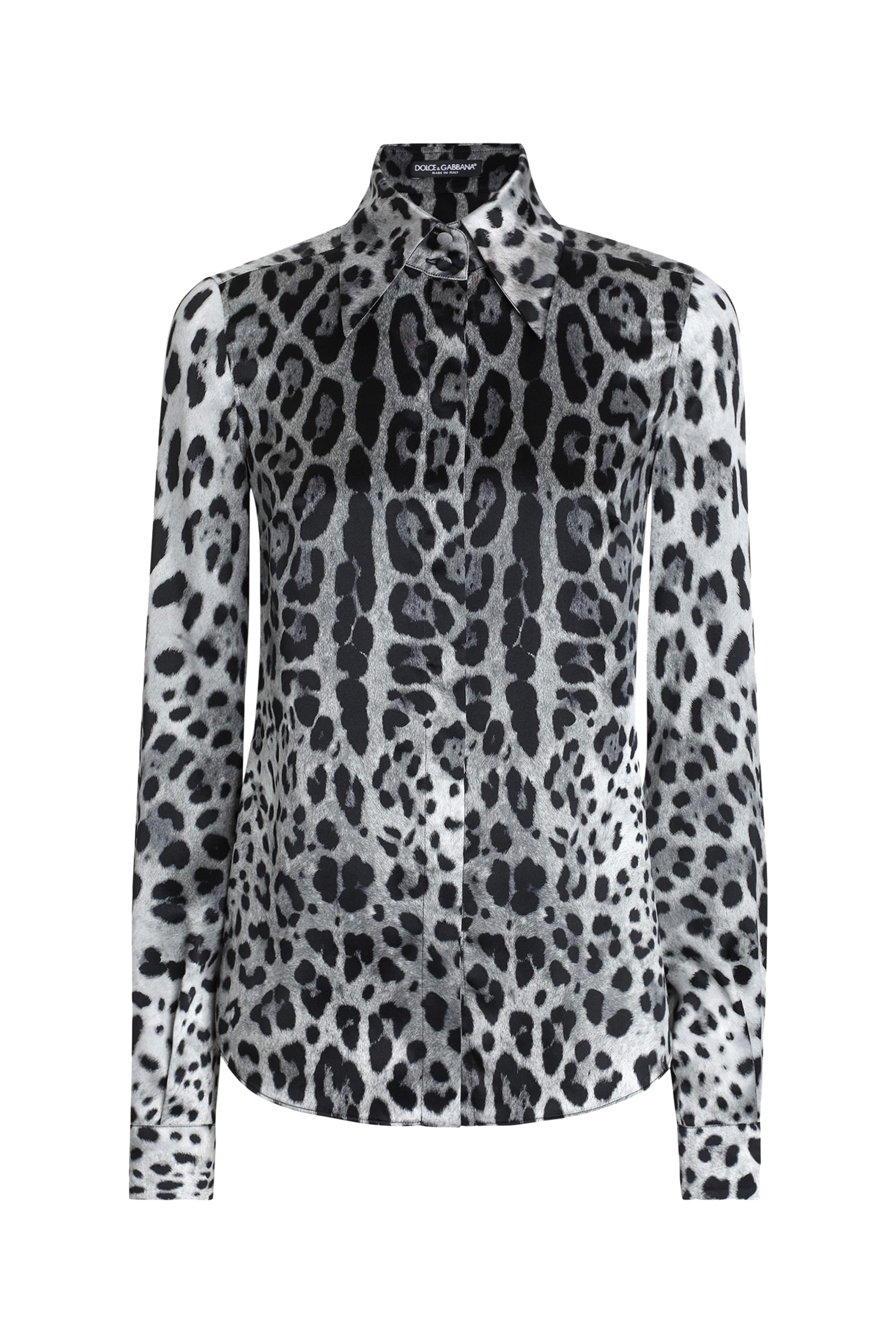 Leopard-Print Silk Satin Shirt