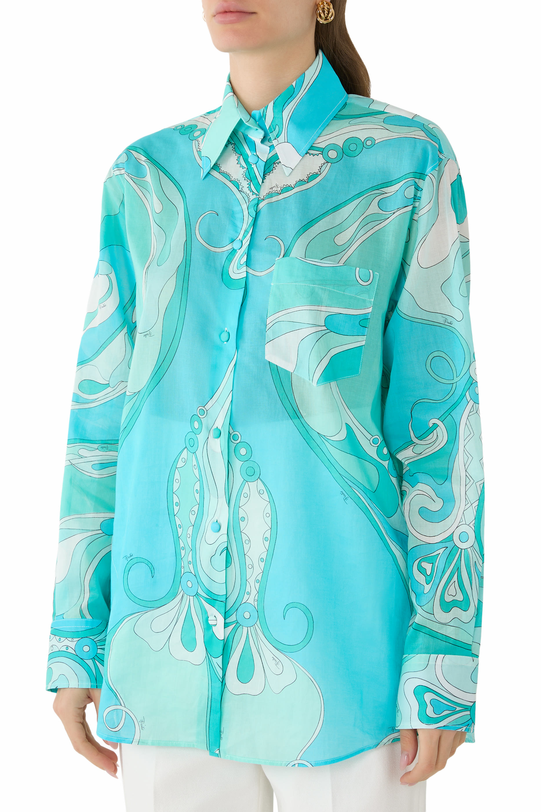 Orchidee Print Cotton Shirt