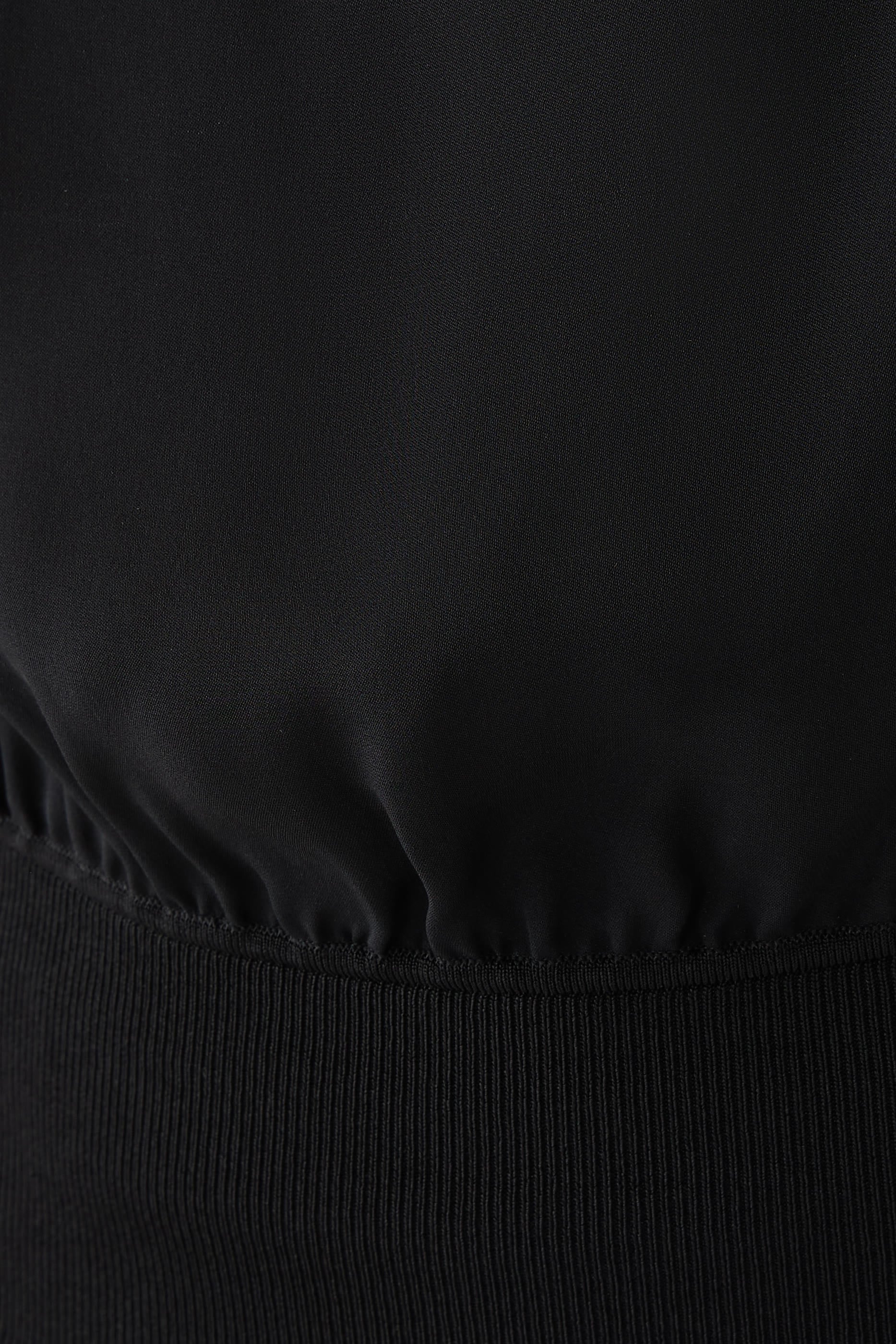 Ribbed Hem Silk Blouse