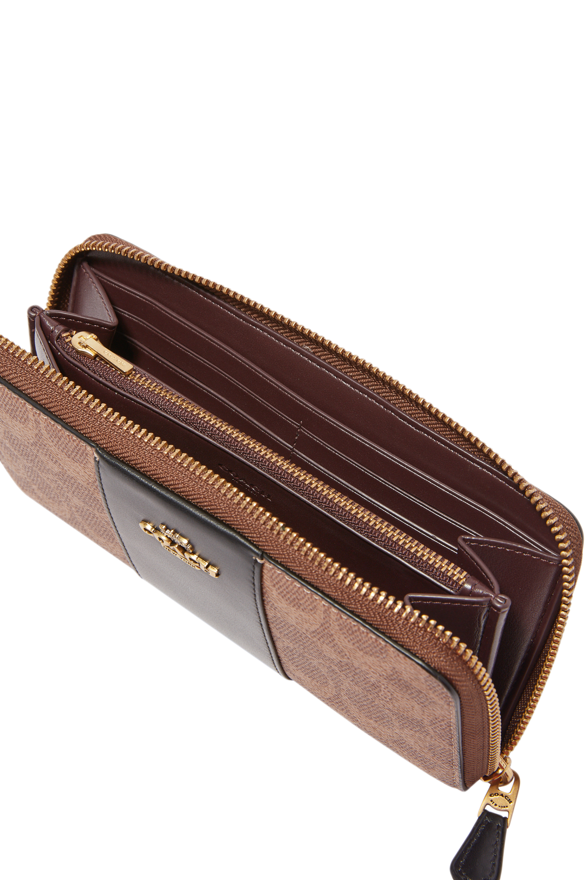 Color-Block Signature Accordion Zip Wallet