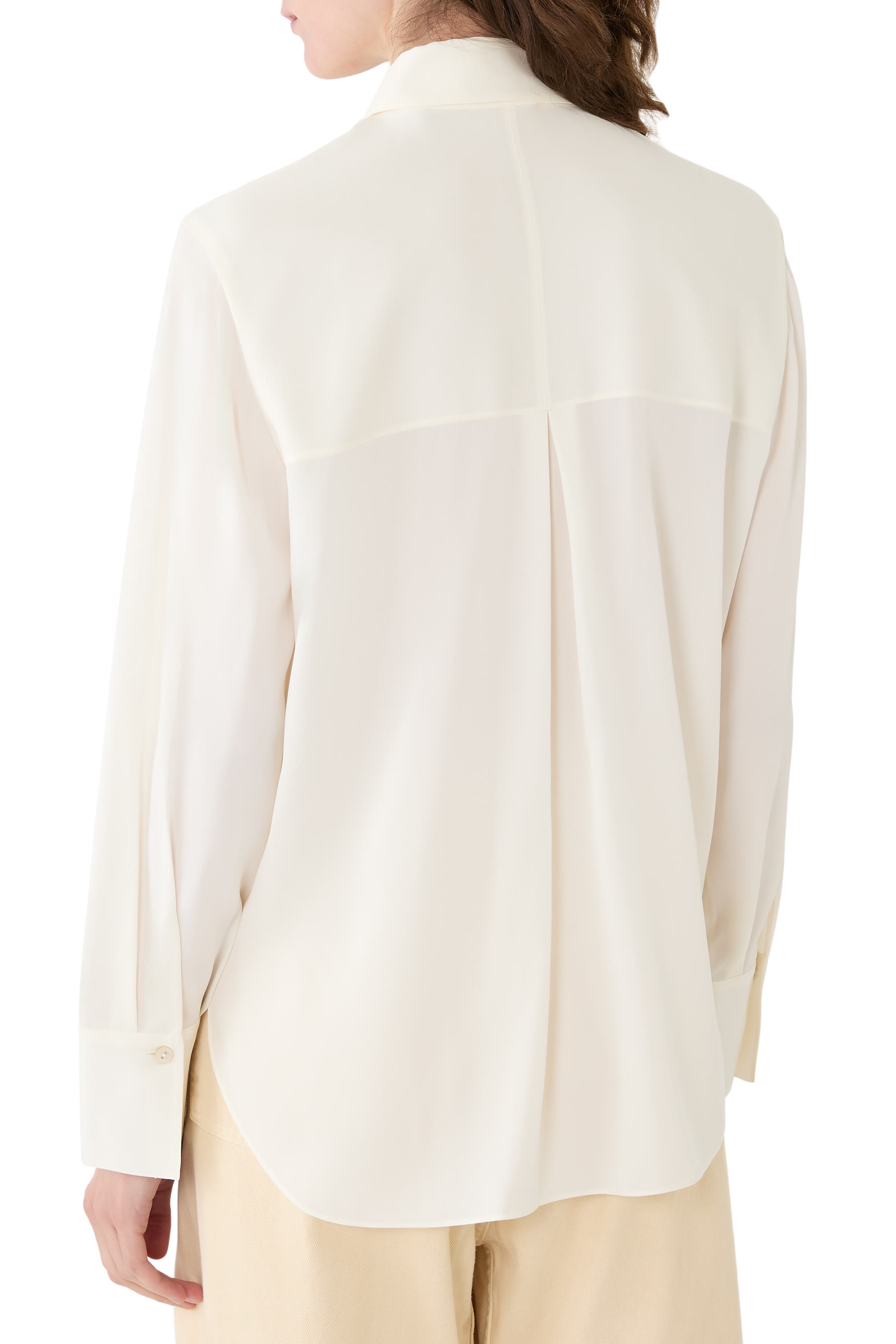 Stretch-Silk Button-Front Blouse 