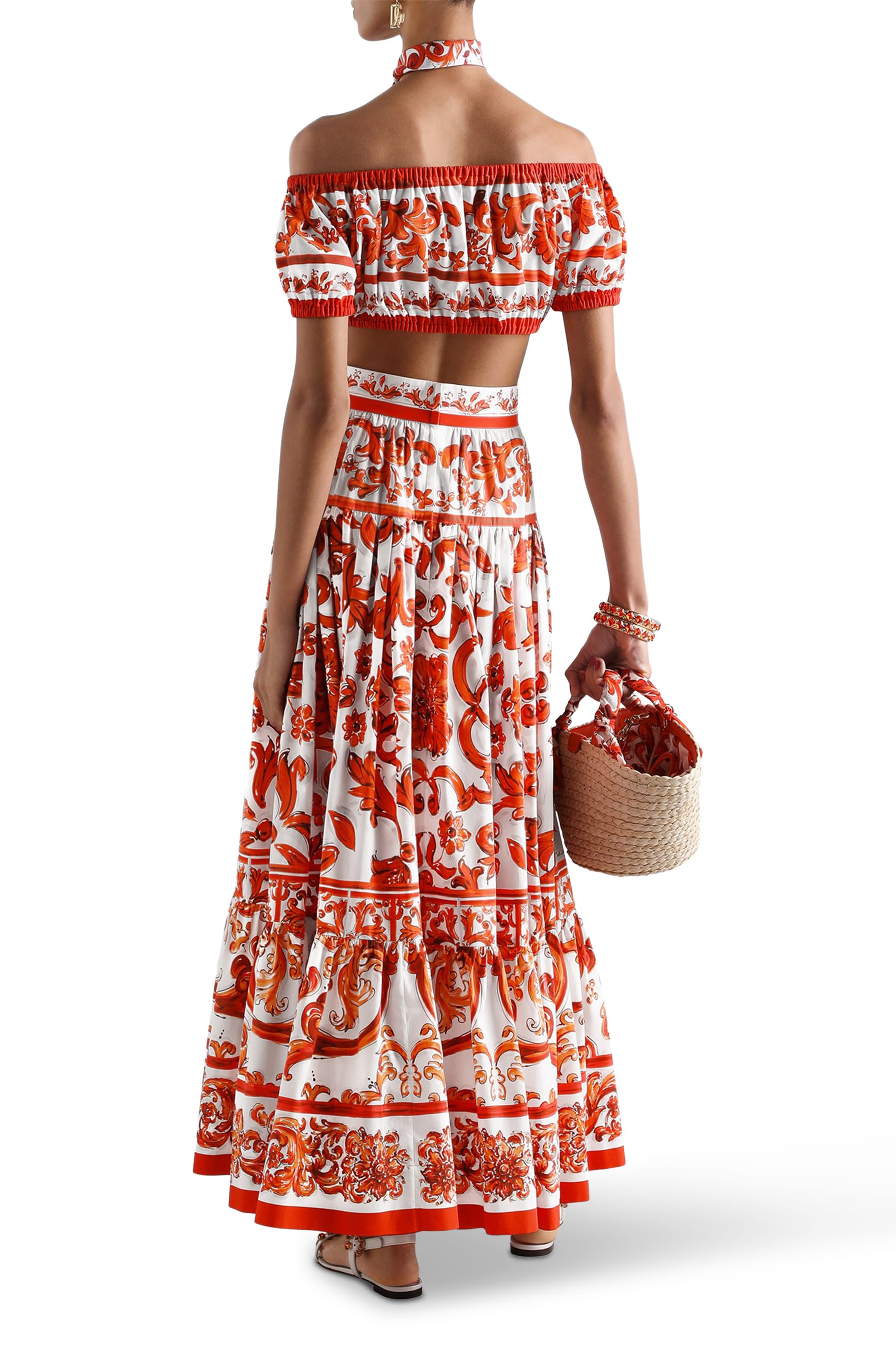Majolica-Print Poplin Top