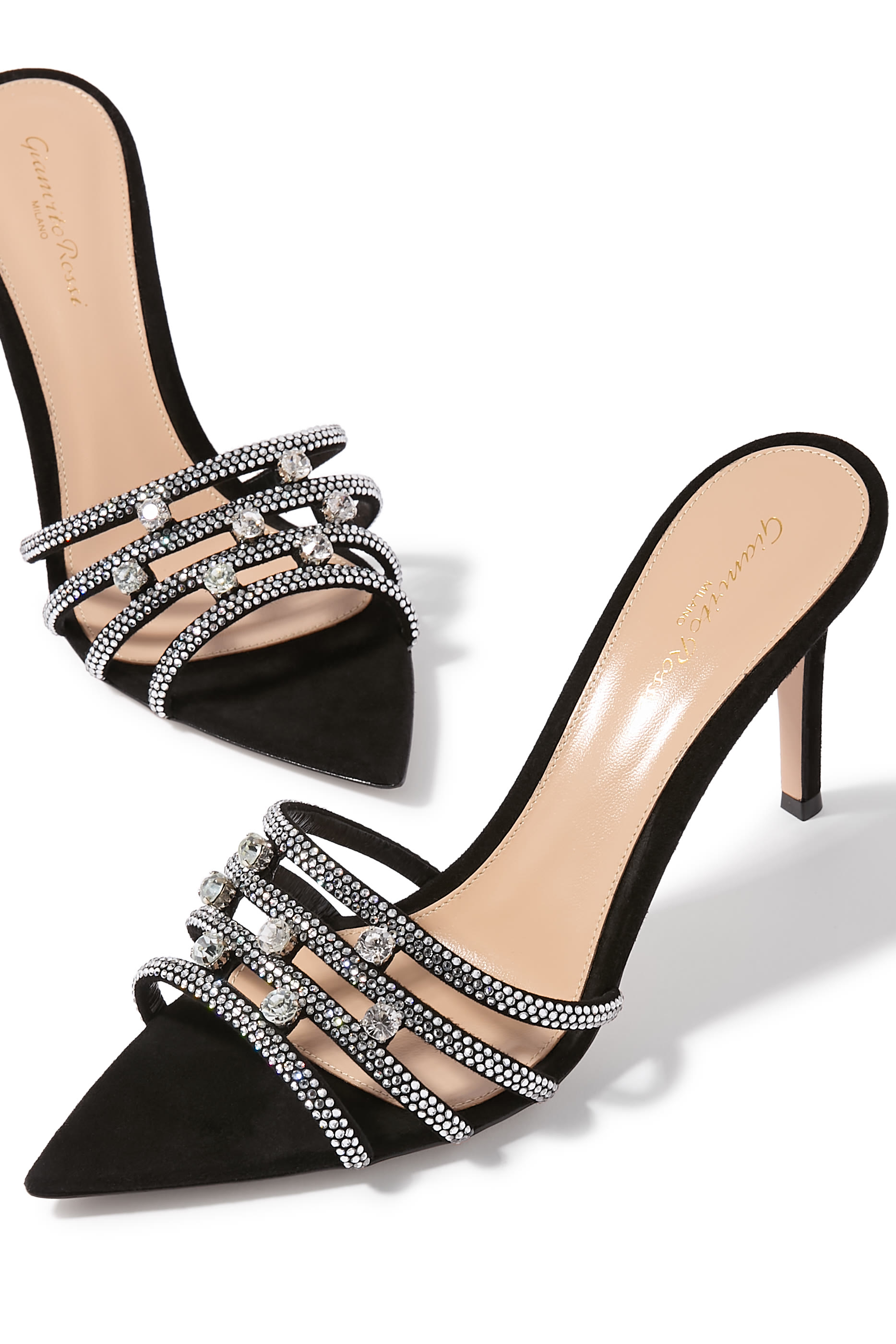 Crystal-Embellished Suede 85 Sandals