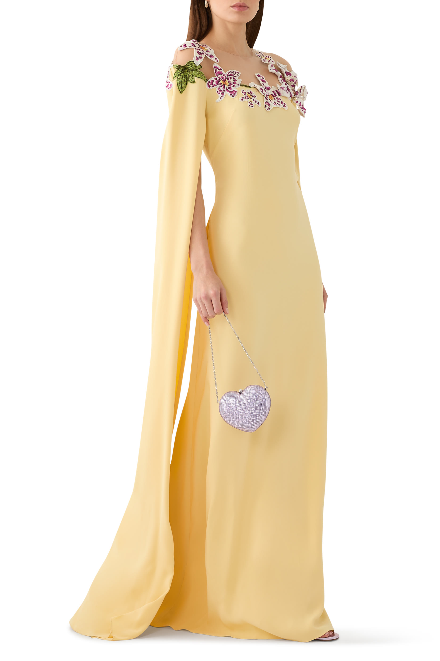 Watercolor Orchid Illusion Neckline Kaftan