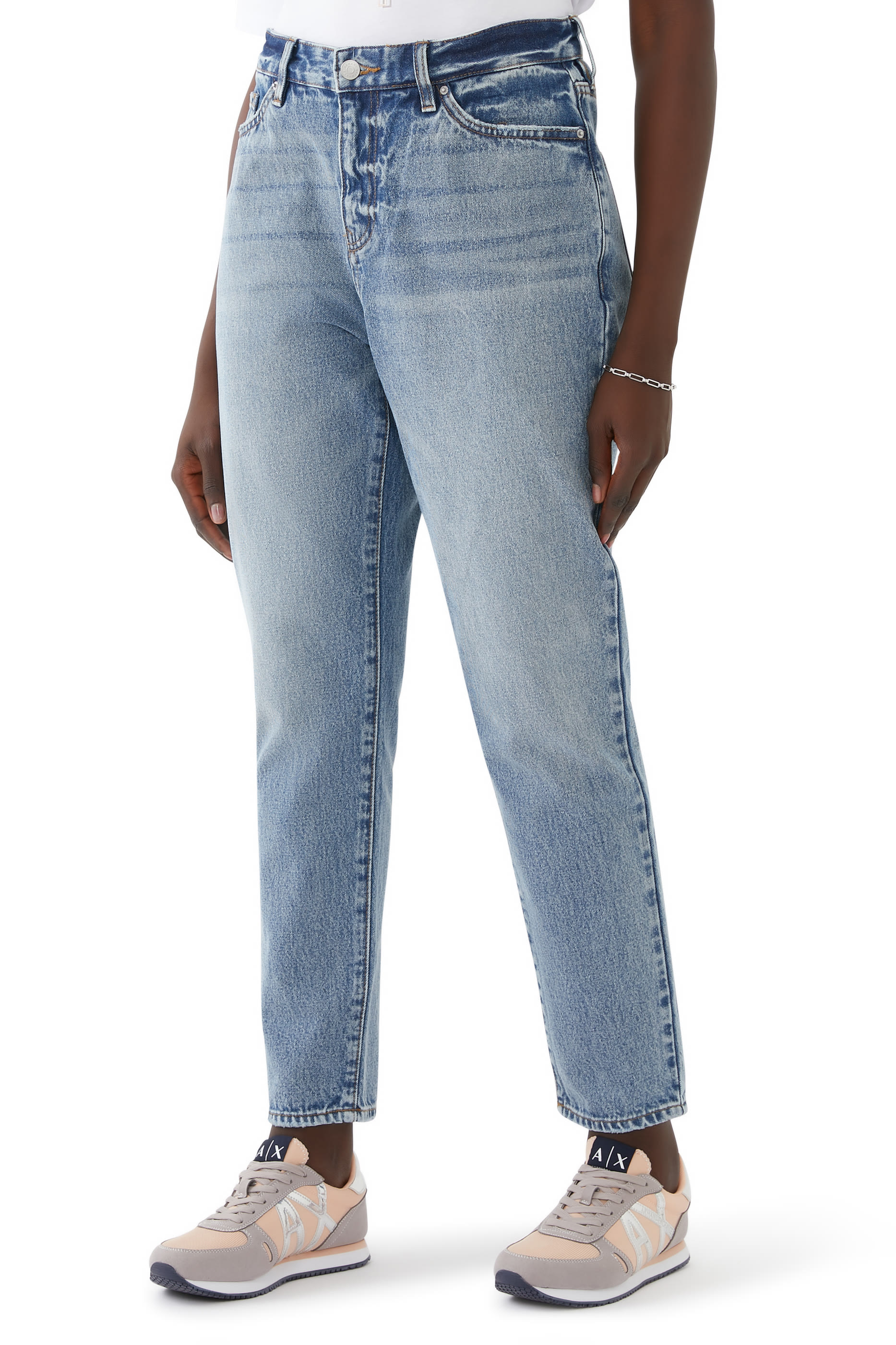 Mid-Wash Boyfriend Jeans
