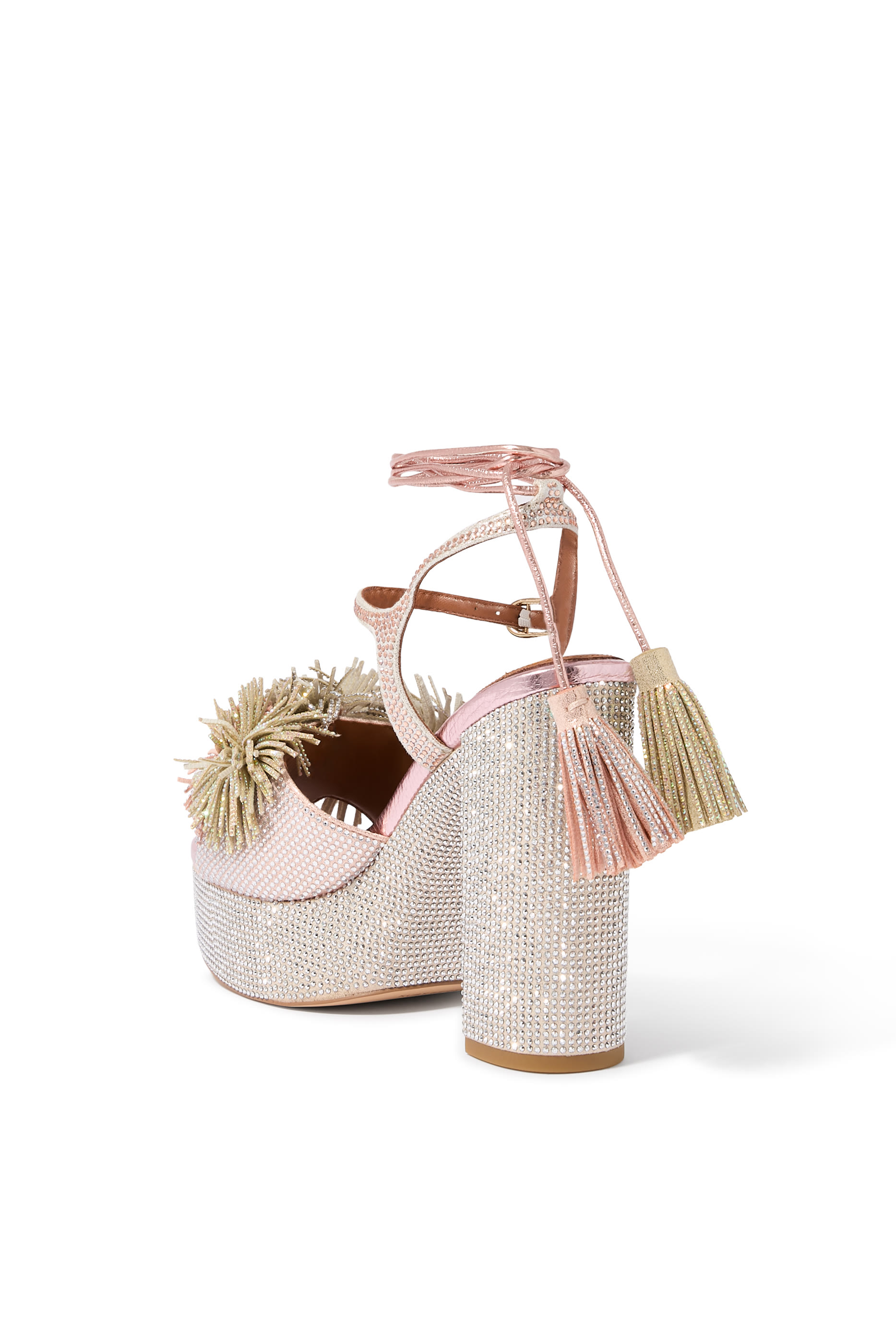 Pom Pom Tie Platform Sandals 125