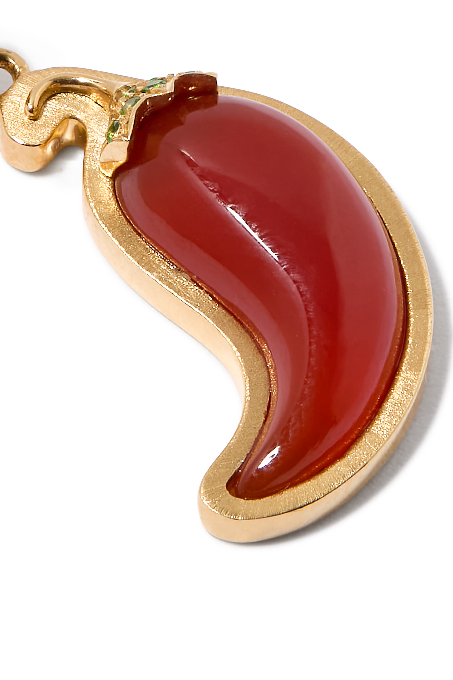 Pepper Brushed Charm, 18K Yellow Gold & Red Agate