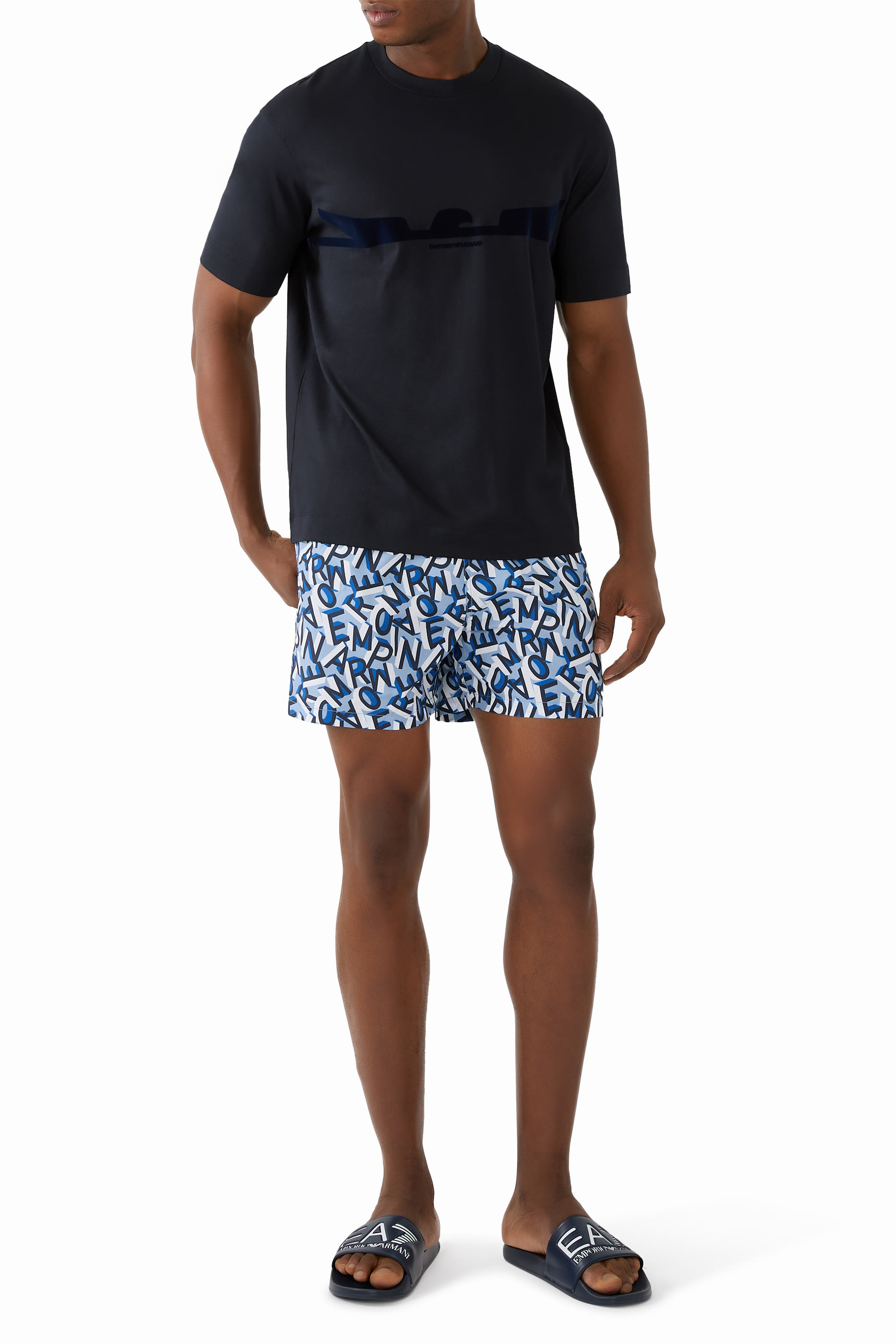 All-Over Text Logo Swim Shorts