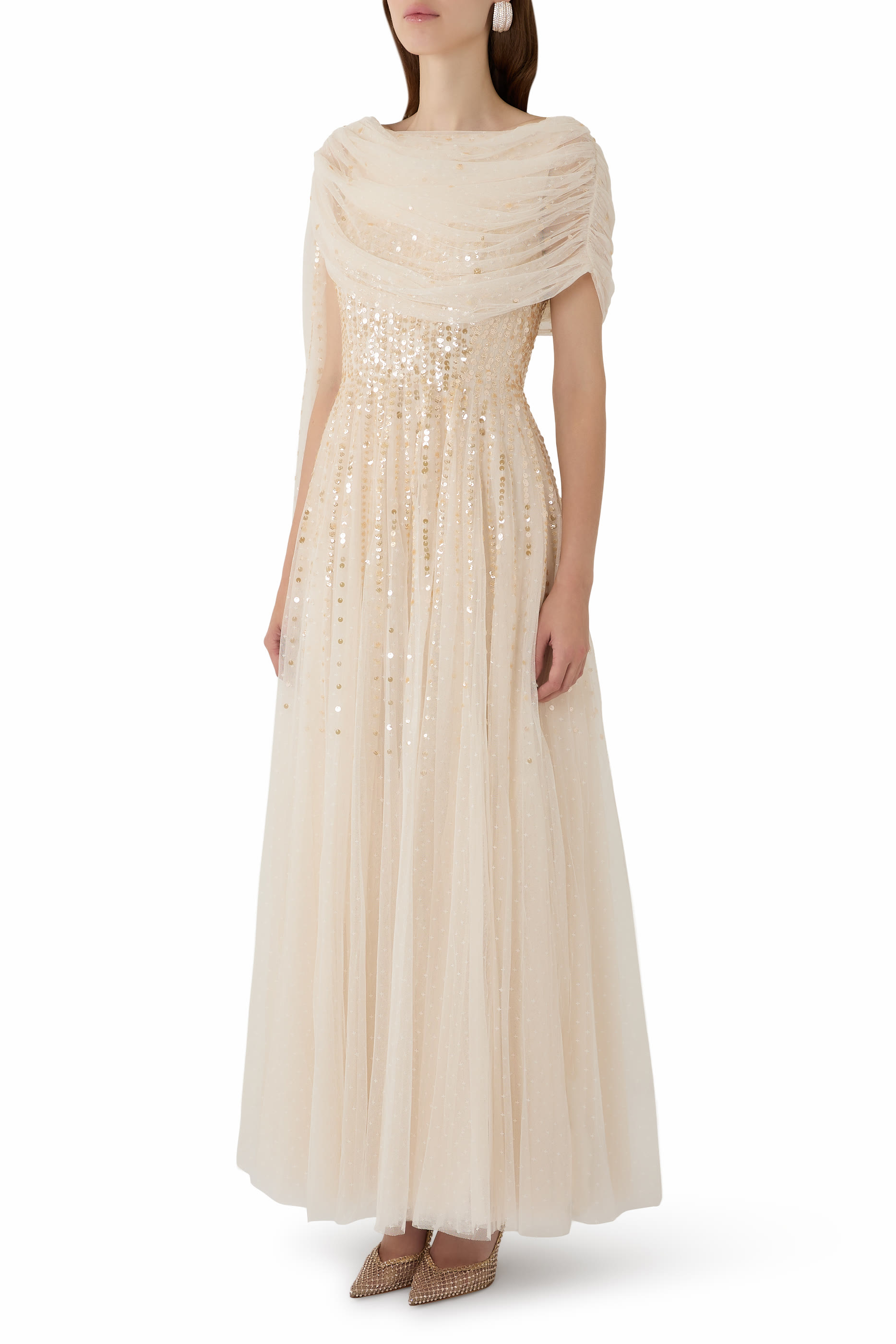Rose Bloom Cape Gown