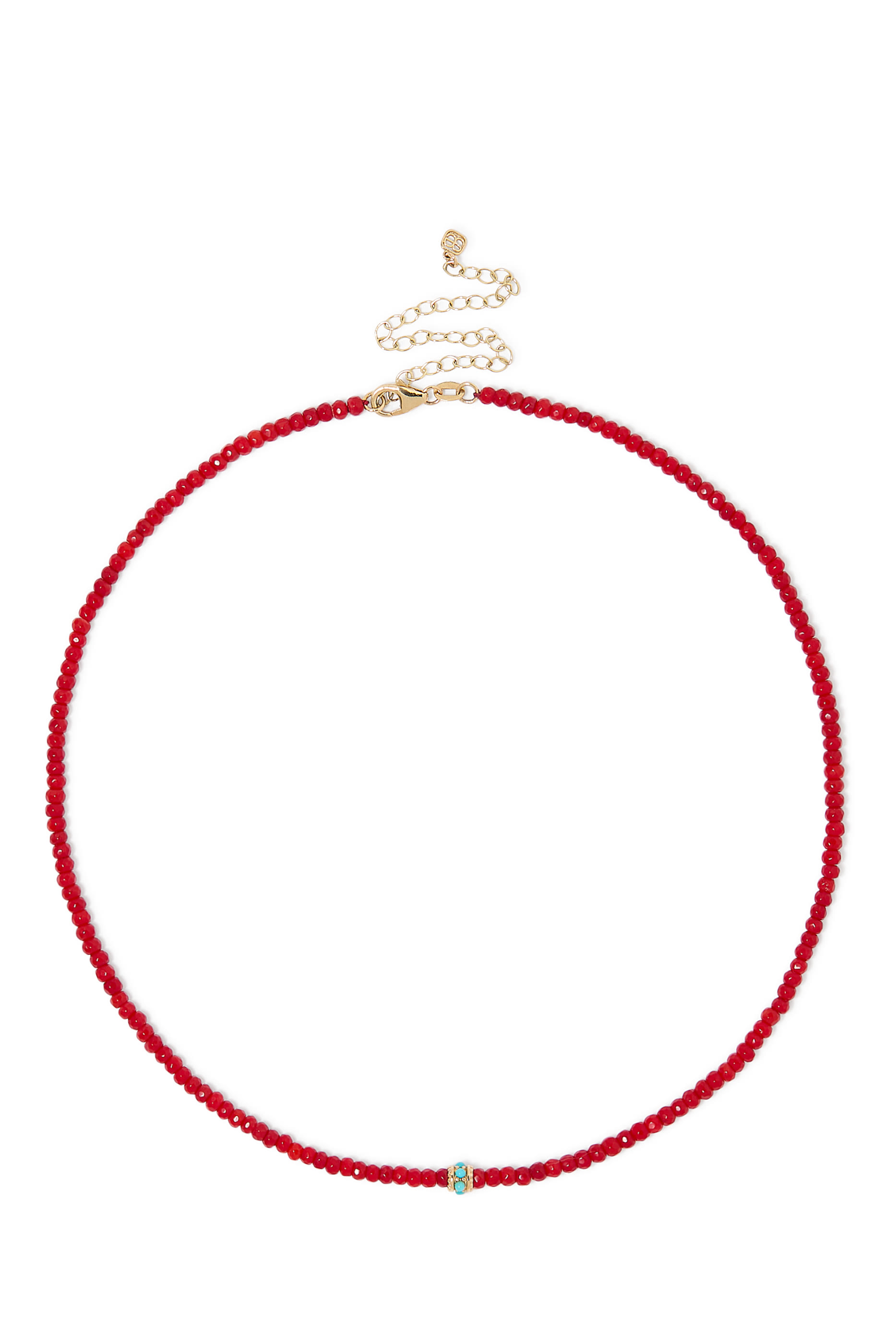 Scallop Beaded Choker, 14k Yellow Gold & Turquoise Beads