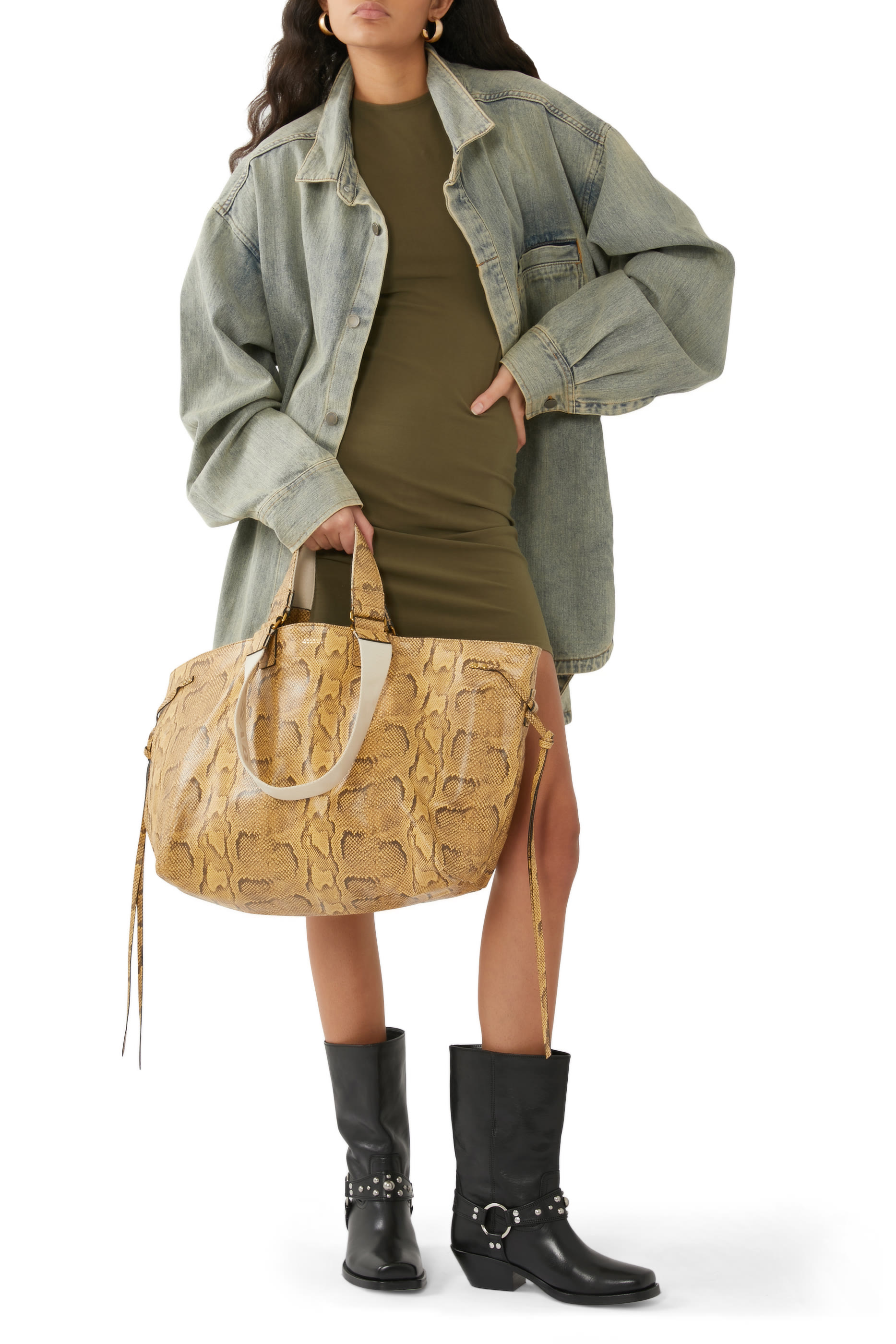 Wardy Printed Leather Tote Bag