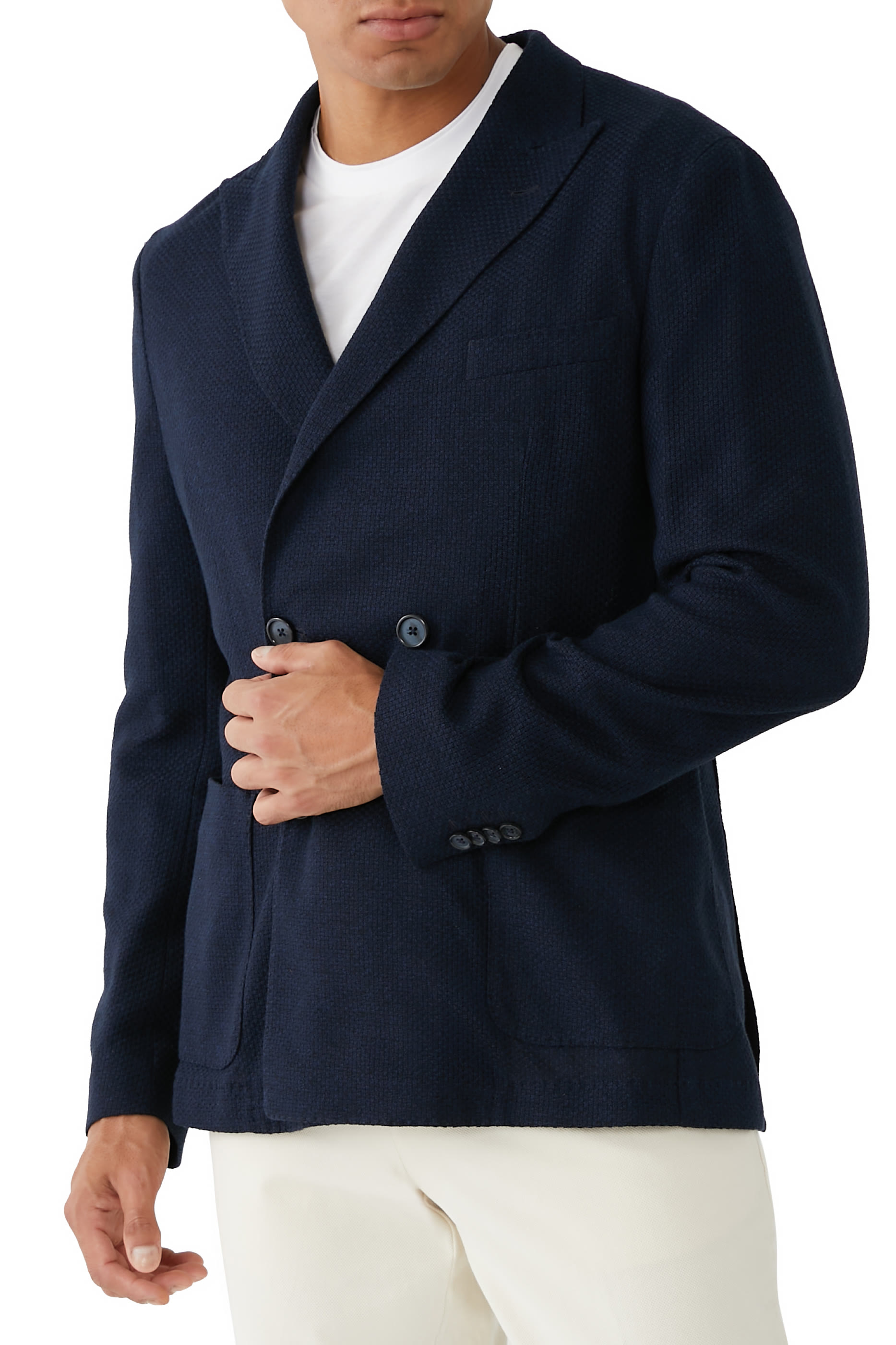 Slim Fit Jacket in Micro Patterned Cotton