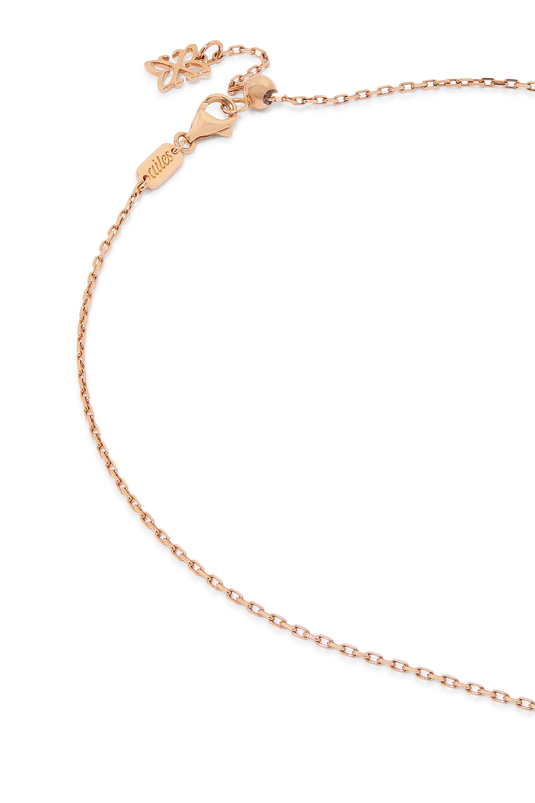 Letter F Silhouette Necklace, 18k Rose Gold with Diamonds & Enamel