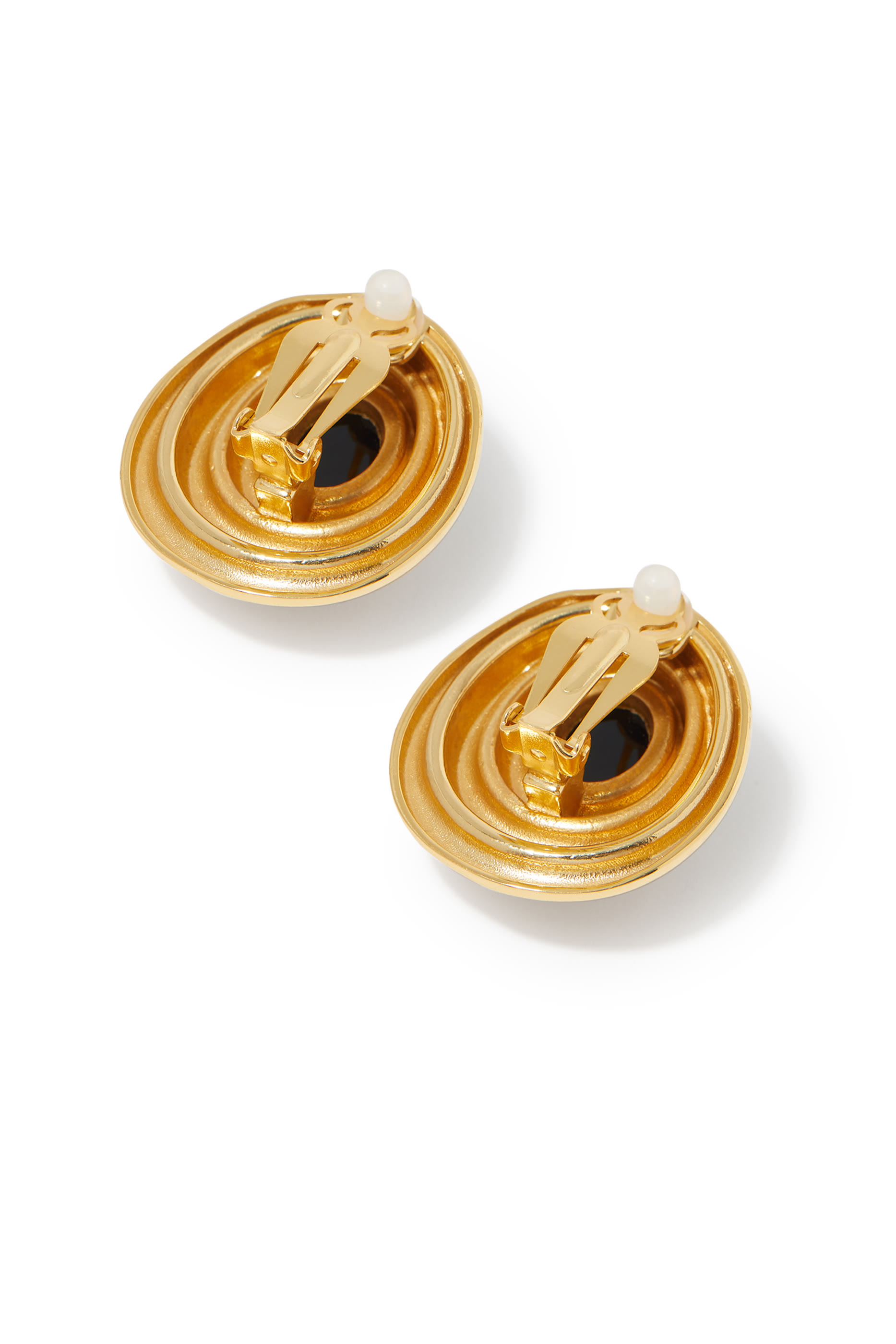 Presence Earrings, 22k Gold-Plated Brass & Black Onyx