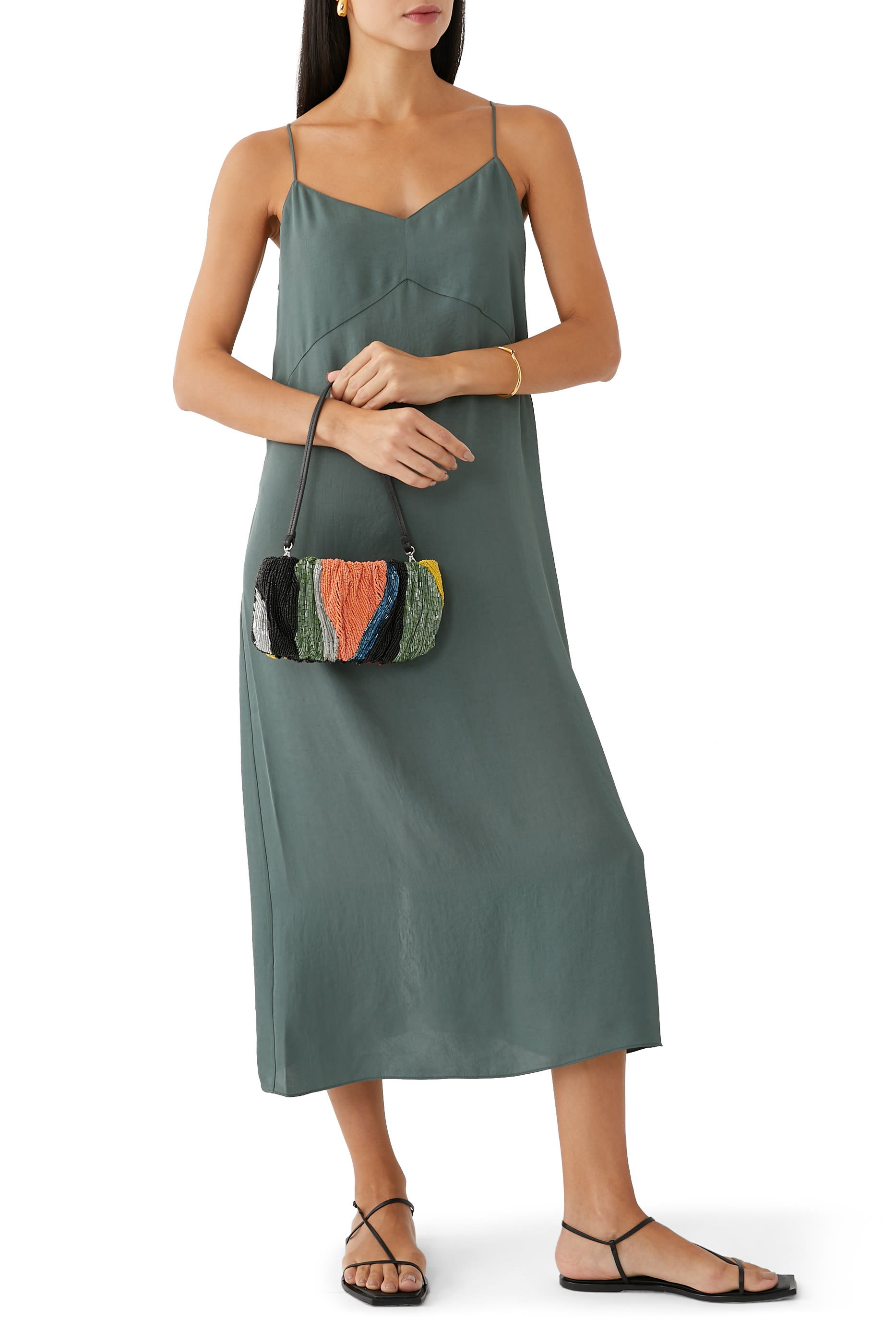 Twill Slip Midi Dress
