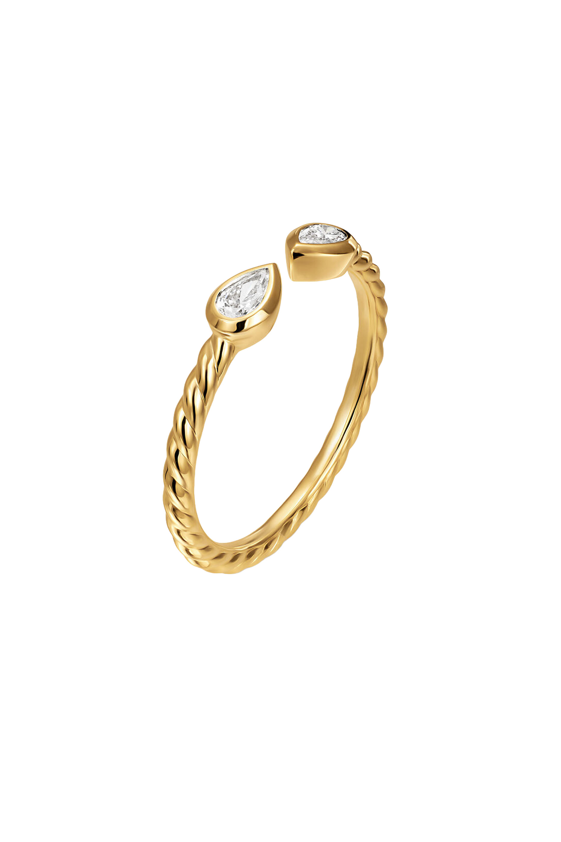 Petite Modern Renaissance&reg; Open Pear Ring, 18K Yellow Gold & Diamonds