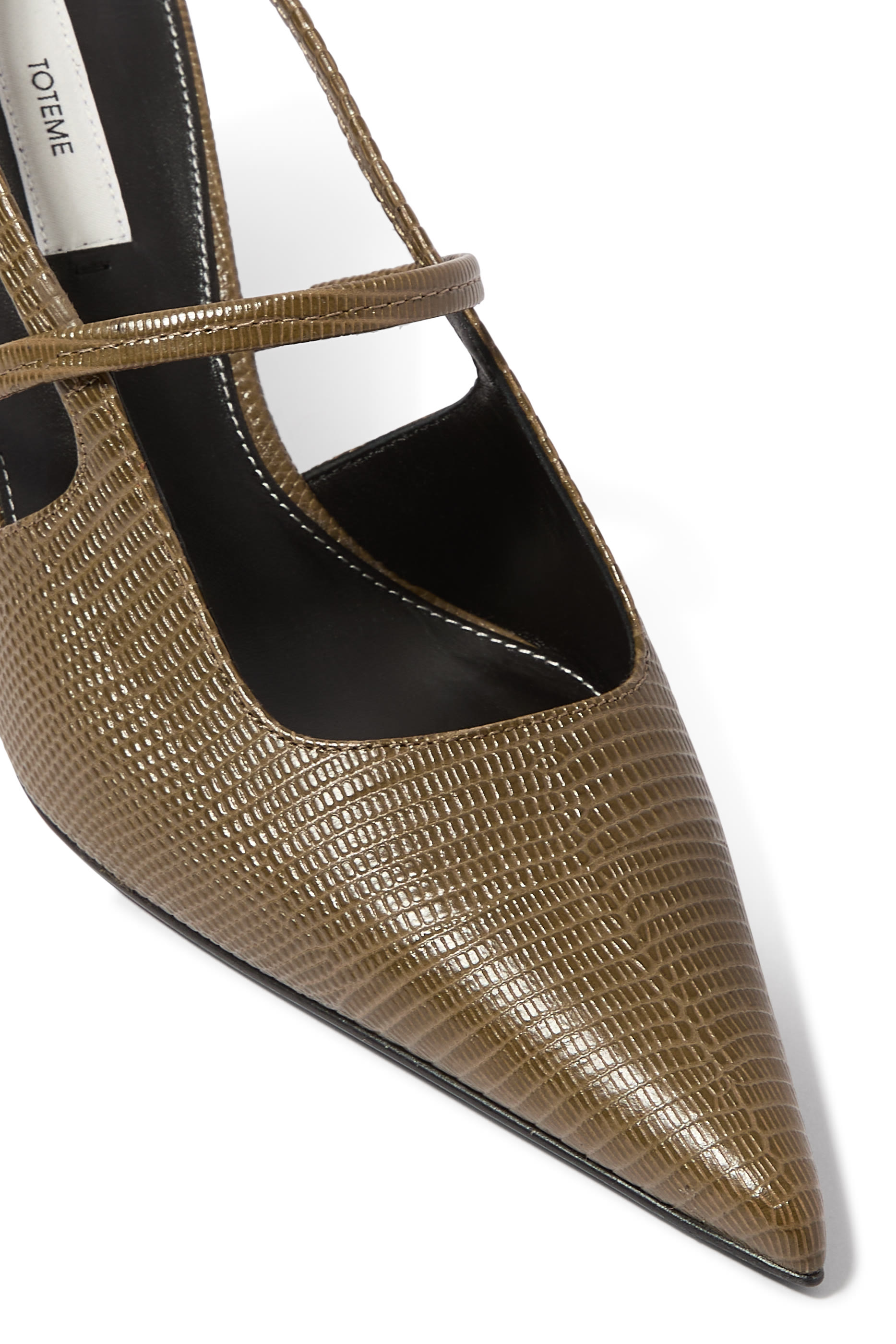 Lizard-Embossed 85 Stiletto Slingback Pumps