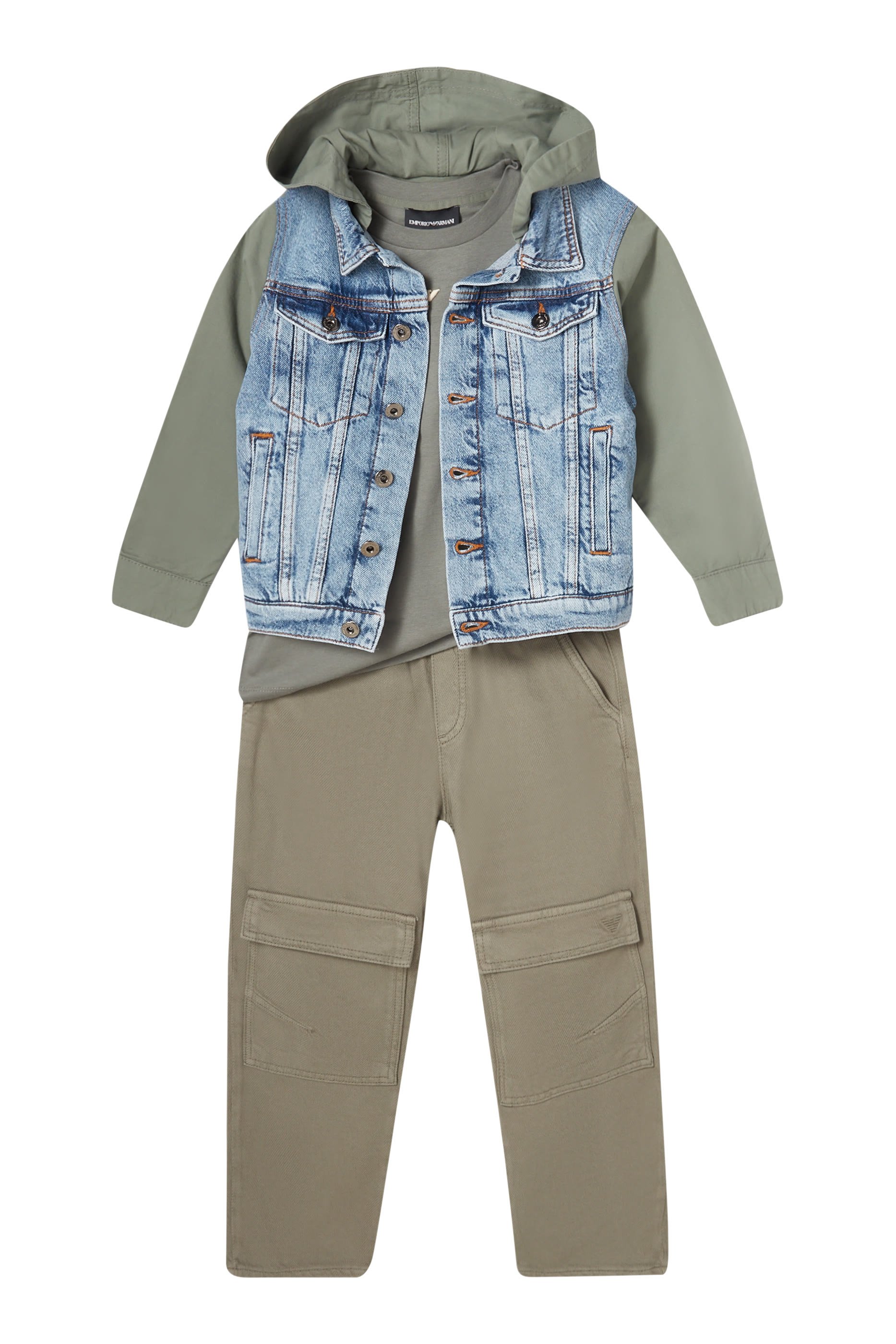 Kids Contrast Sleeves Denim Jacket