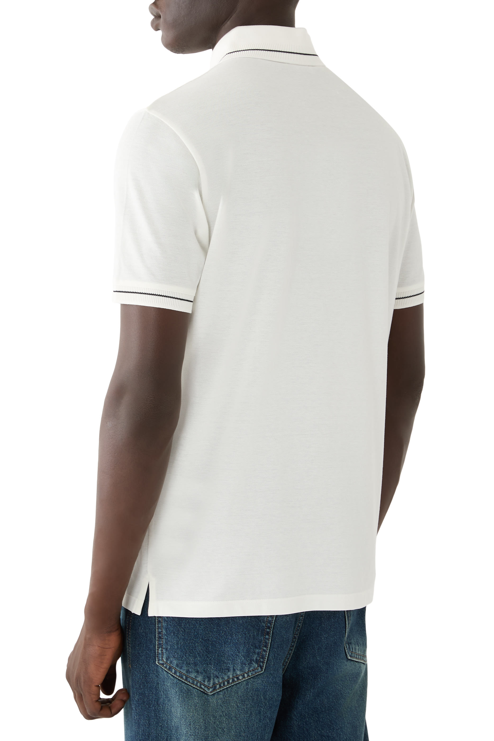 Logo Stripe Collar-Detail Polo Shirt