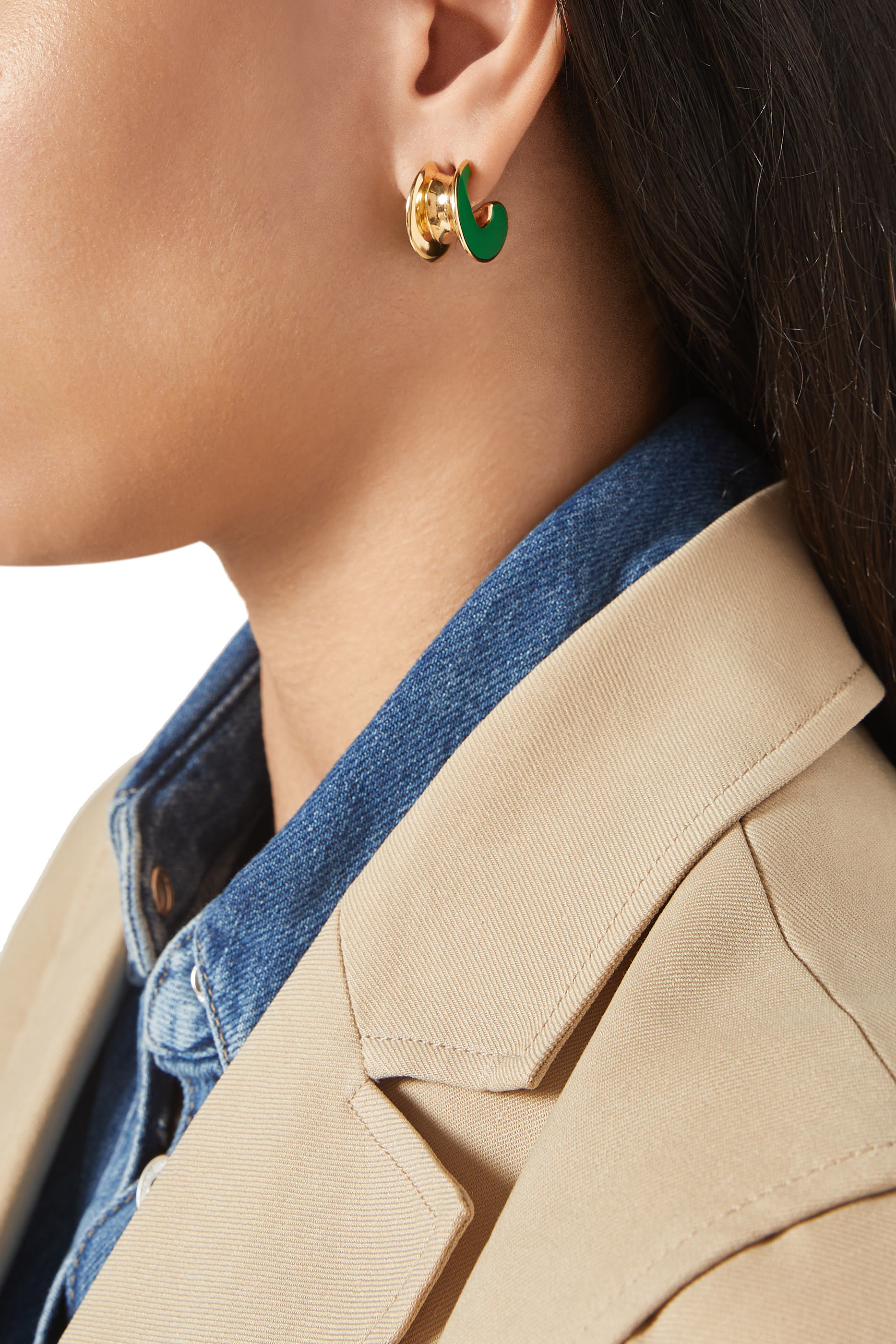 H Beam Small Earrings, Sterling Silver & Enamel