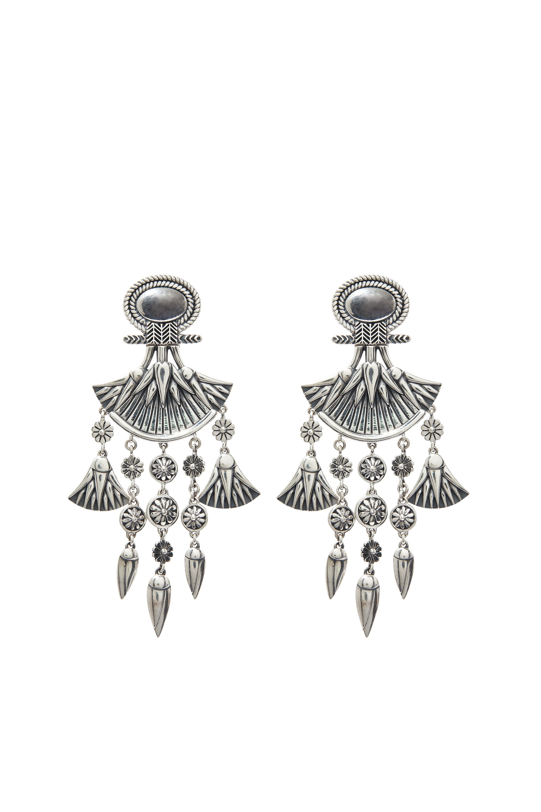 Ancient Egypt Statement Earrings, Sterling Silver