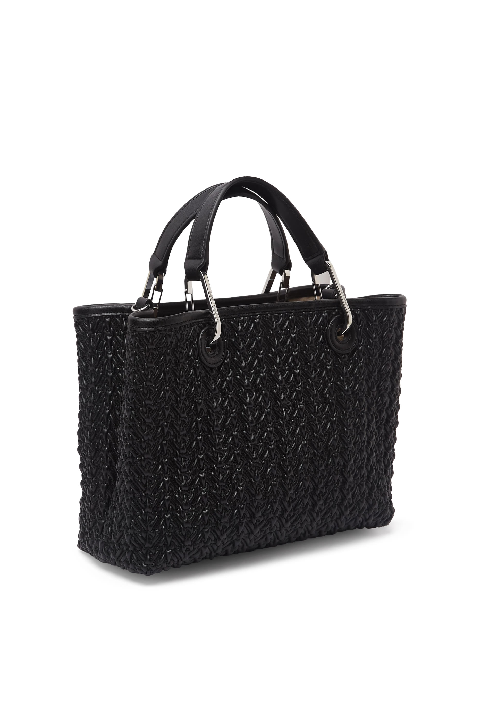 MyEA Small Shopper Bag in Interwoven Leather
